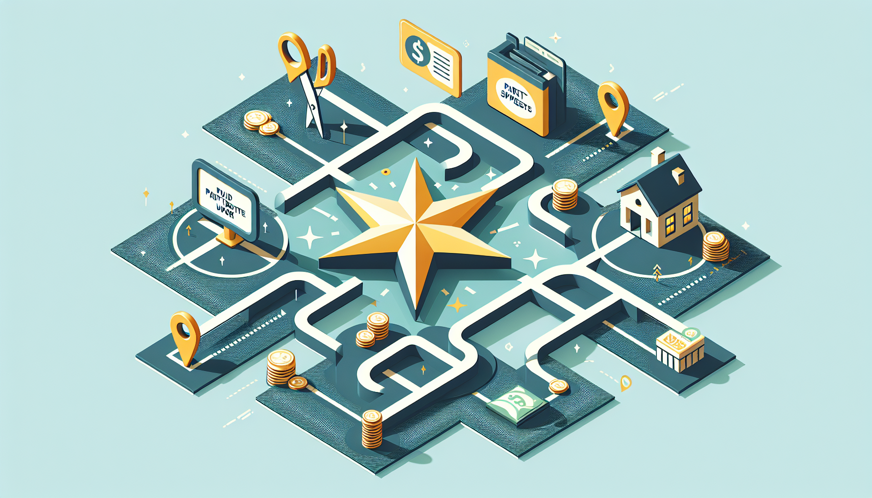 재무적 자유에 도달하는 다양한 보완 전략과 경로를 보여주는 일러스트