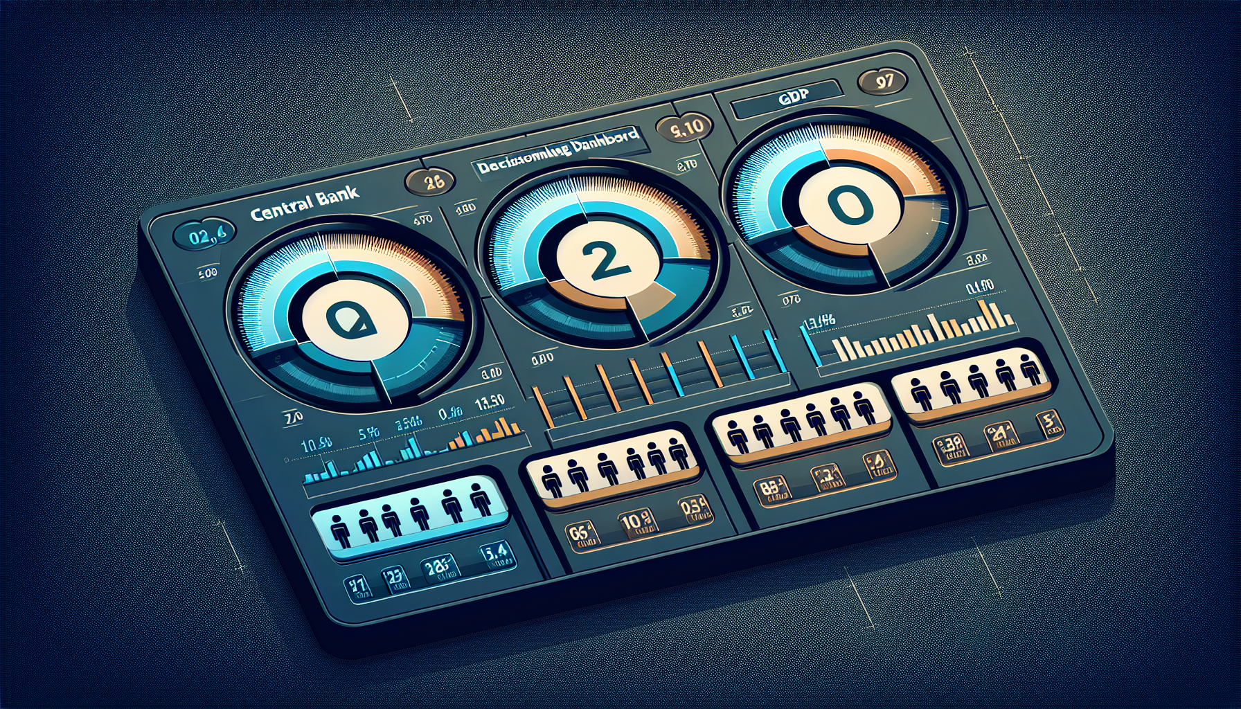연준 FOMC의 물가, 실업률, GDP 지표 모니터링 대시보드 일러스트