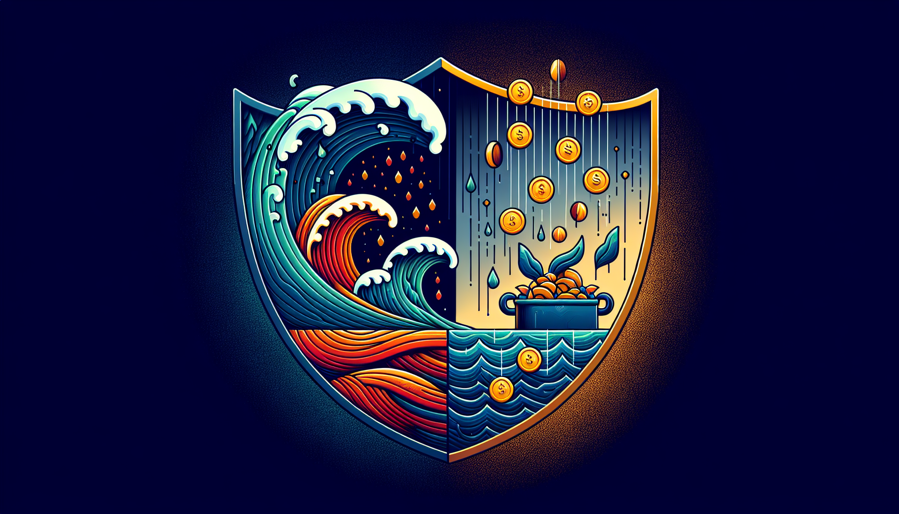 배당주와 채권 ETF의 방어적 역할을 방패로 표현한 일러스트