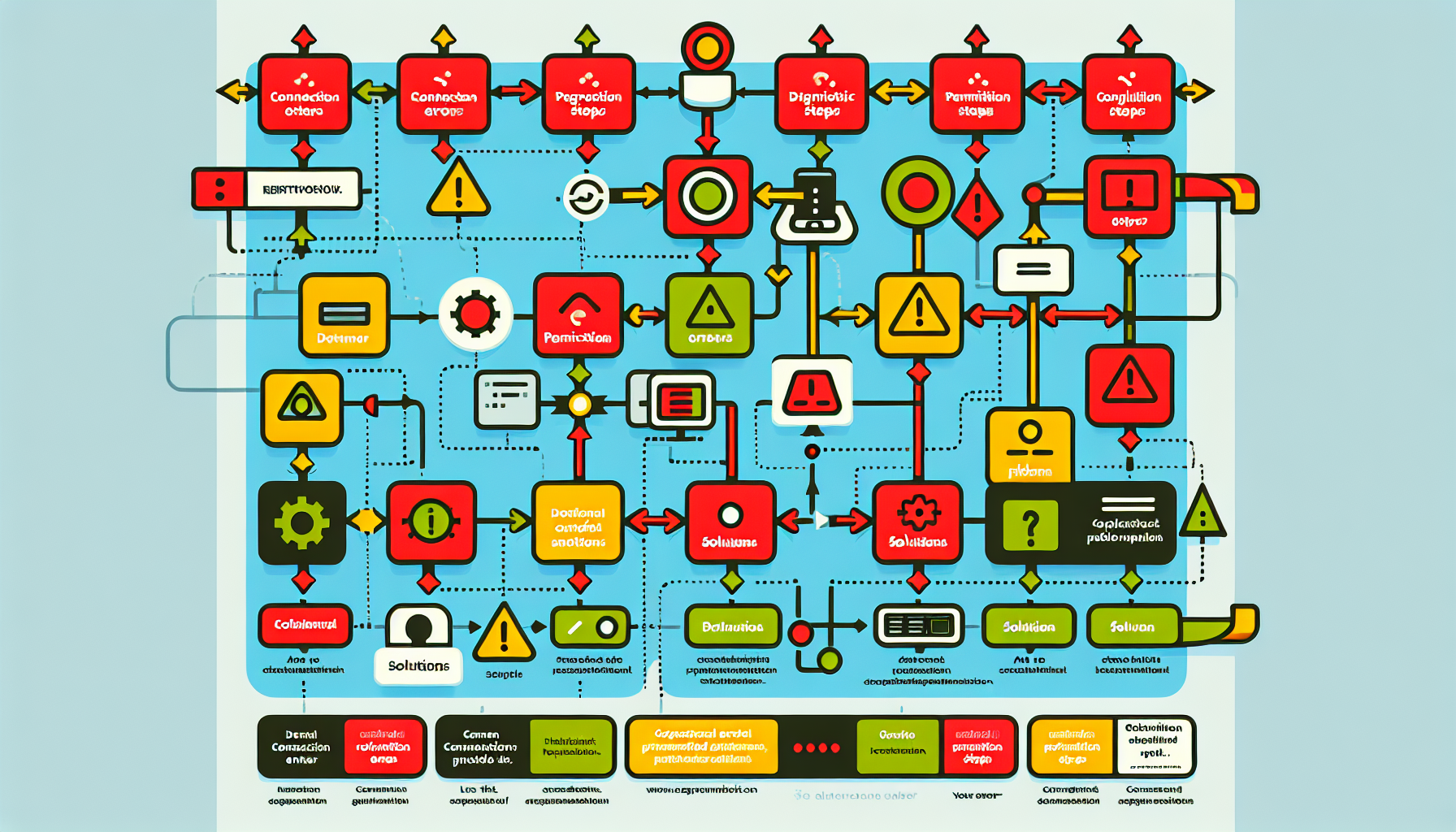 MCP 서버 연결 실패 및 권한 오류 등 일반적인 문제와 해결 방법을 보여주는 플로우차트