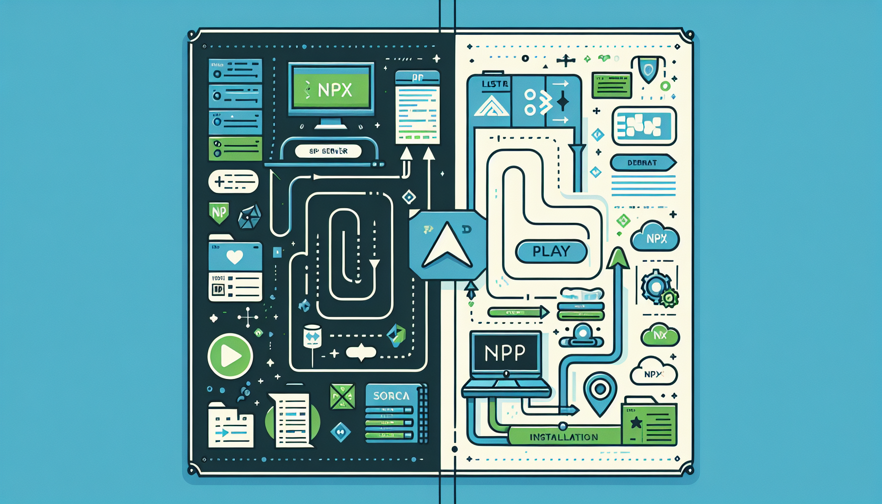 NPX 방식과 로컬 설치 방식의 차이점을 시각적으로 비교한 인포그래픽