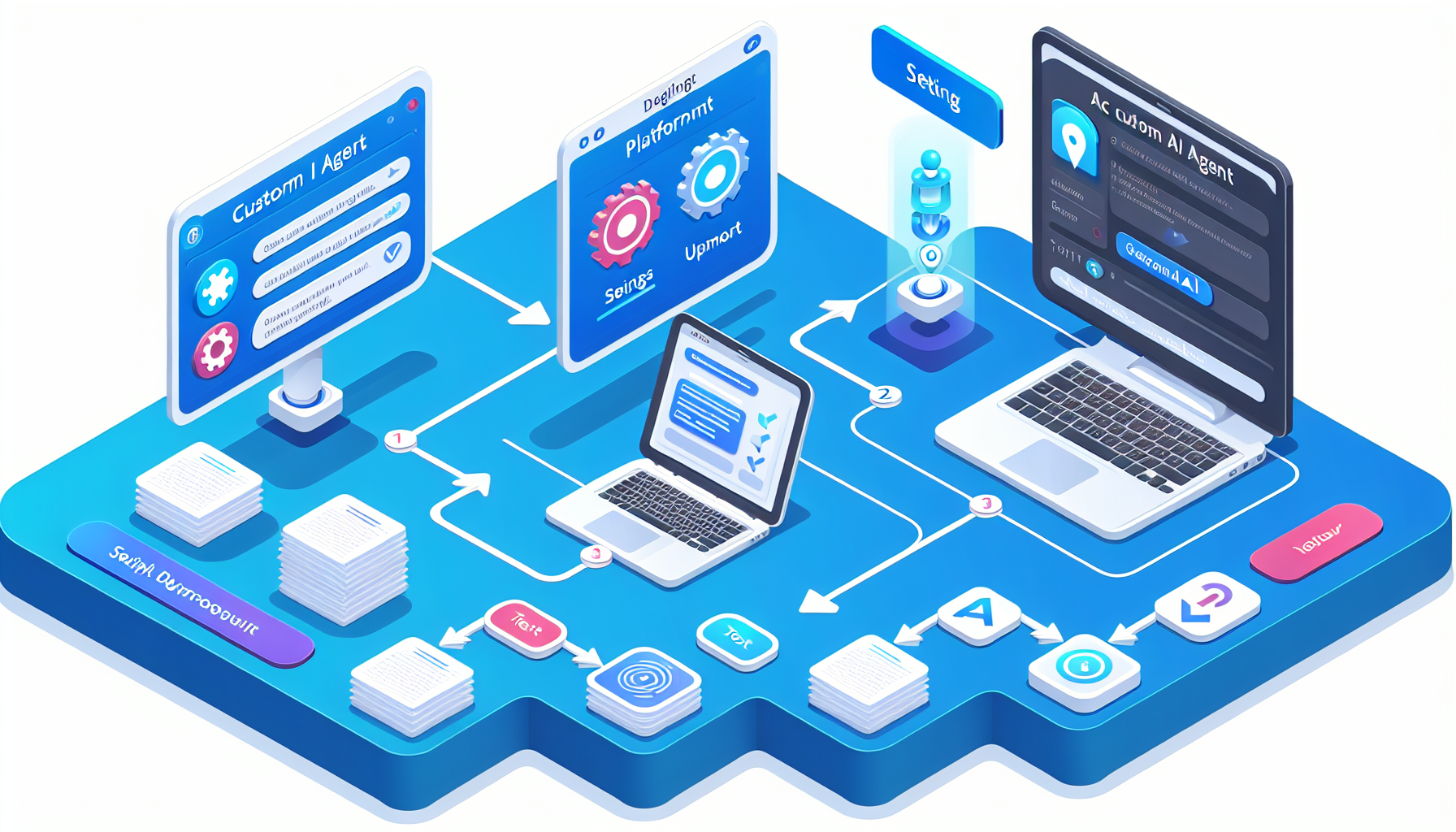 GPTs 설정 단계별 실전 가이드를 시각화한 스텝 다이어그램
