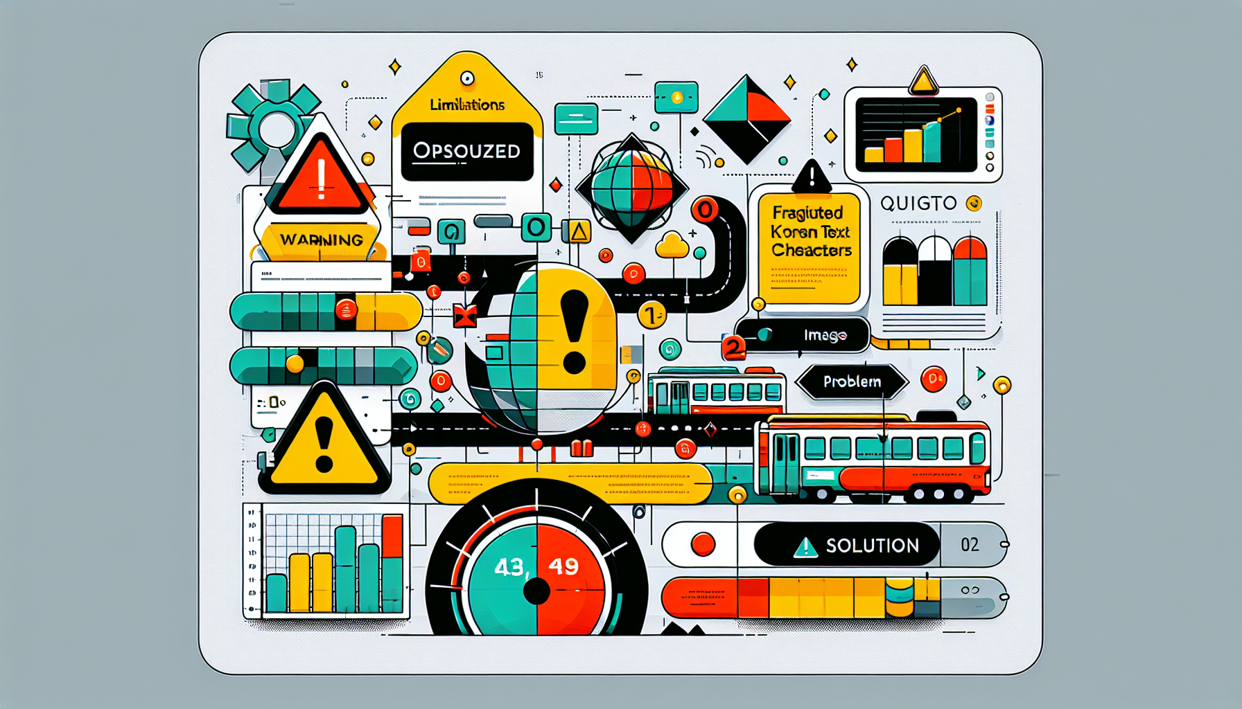 AI 이미지 자동화 시스템의 주요 제한사항과 해결 방법을 나타낸 다이어그램