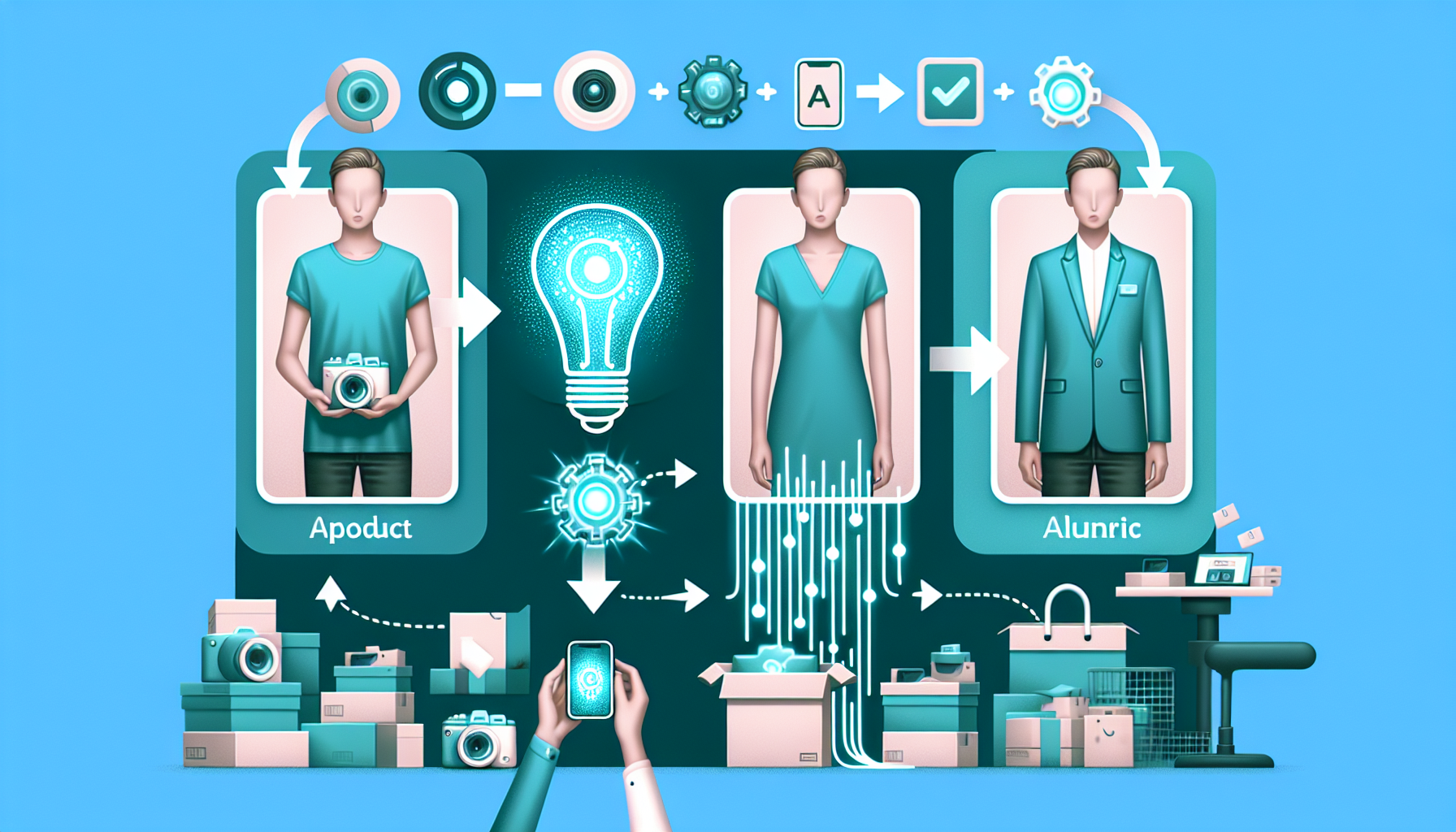 AI 이미지 편집 프로세스 - 제품 사진을 AI로 전문 상세페이지 이미지로 변환하는 과정 다이어그램