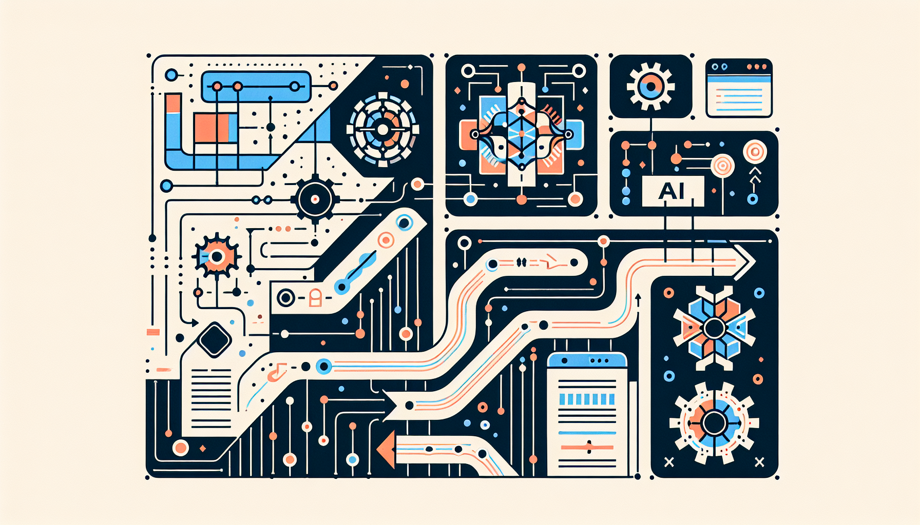 AI 프레젠테이션 자동 생성 기능의 4단계 작동 과정을 보여주는 다이어그램