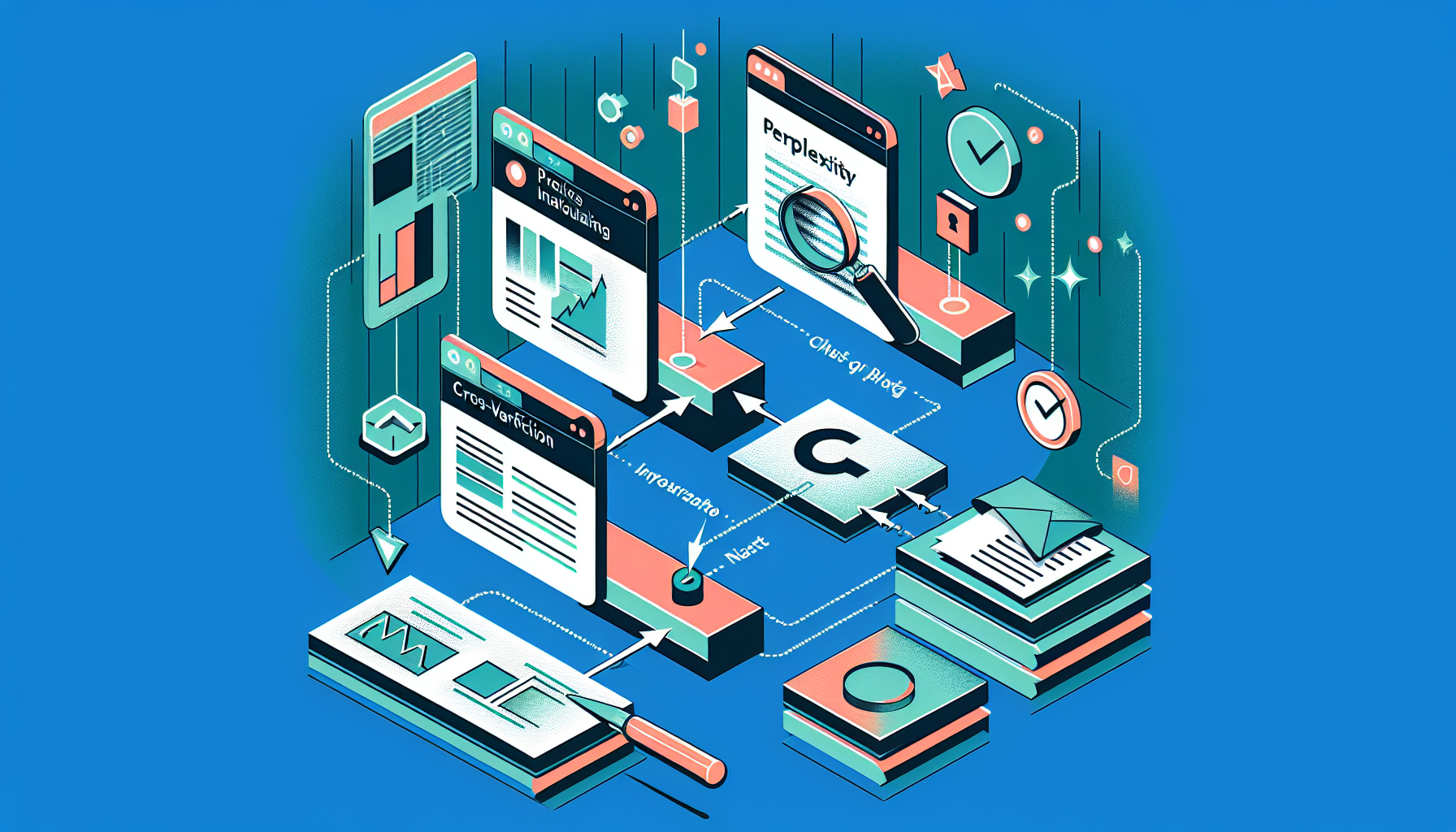 AI 검색 엔진을 활용한 단계별 정보 조사 프로세스 다이어그램