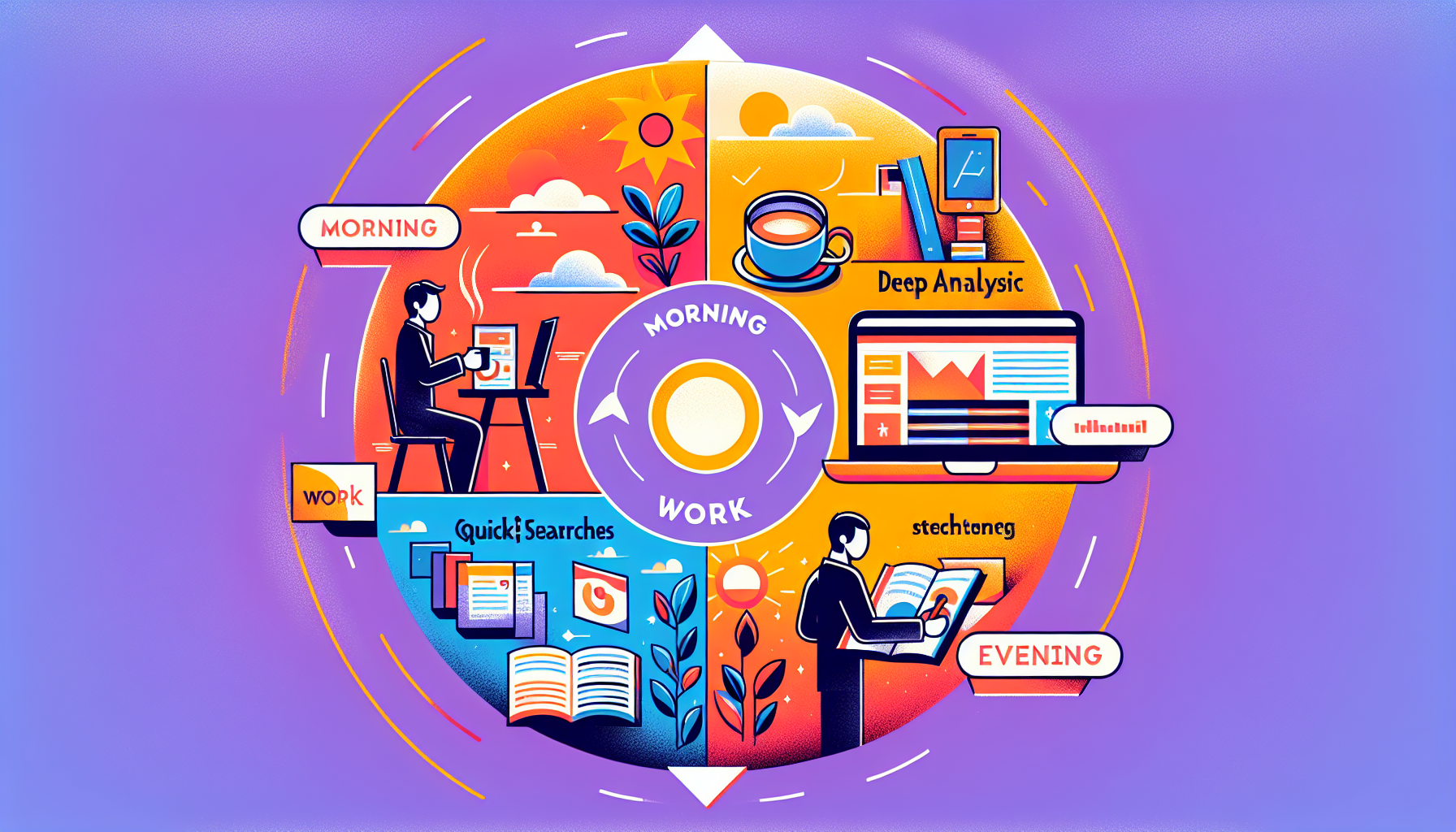 AI 검색을 활용한 하루 일과 최적화 루틴 일러스트
