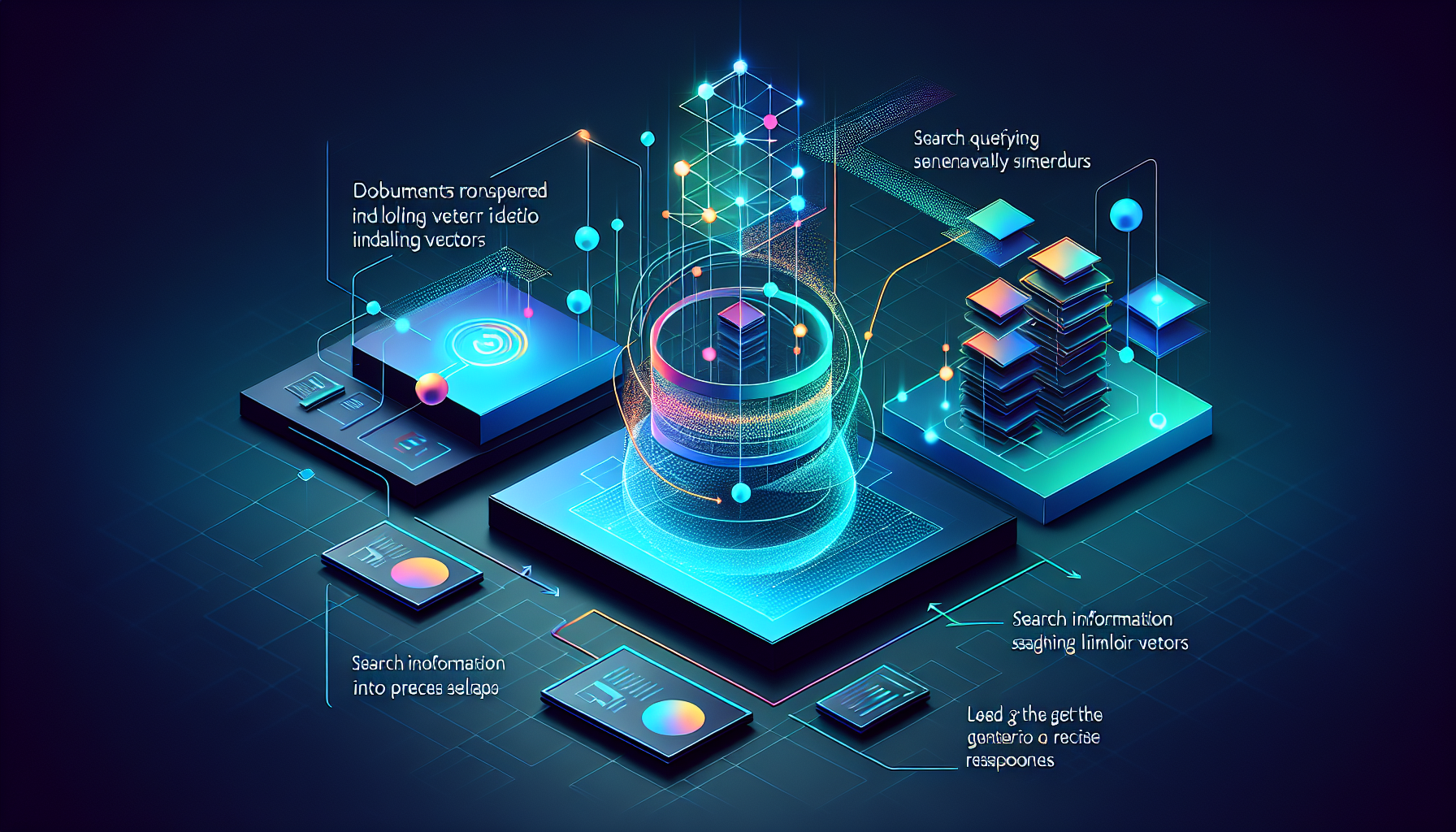 벡터 데이터베이스와 RAG 기술의 작동 원리를 시각화한 다이어그램