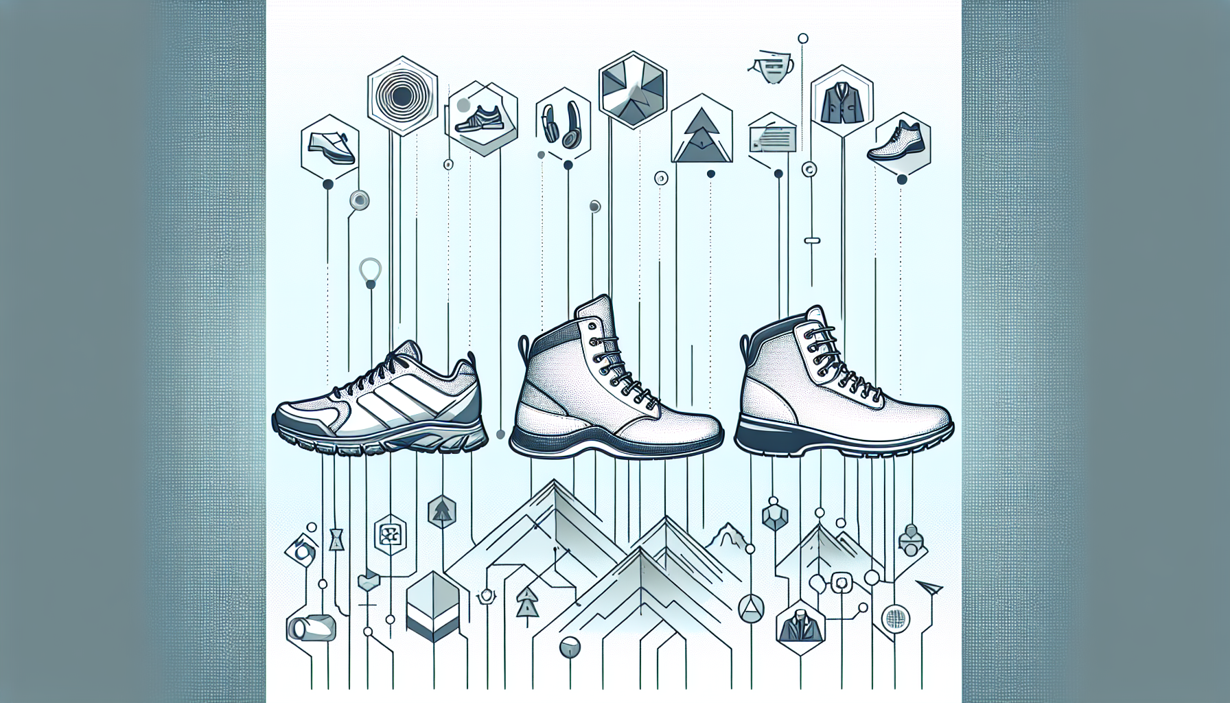 AI 도구 선택을 신발 고르기에 비유한 일러스트 - 상황에 맞는 도구 선택의 중요성