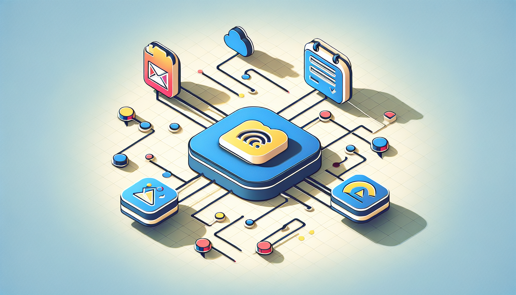 Gemini AI와 구글 생태계 통합을 보여주는 다이어그램 - Gmail, Calendar, Drive 연동