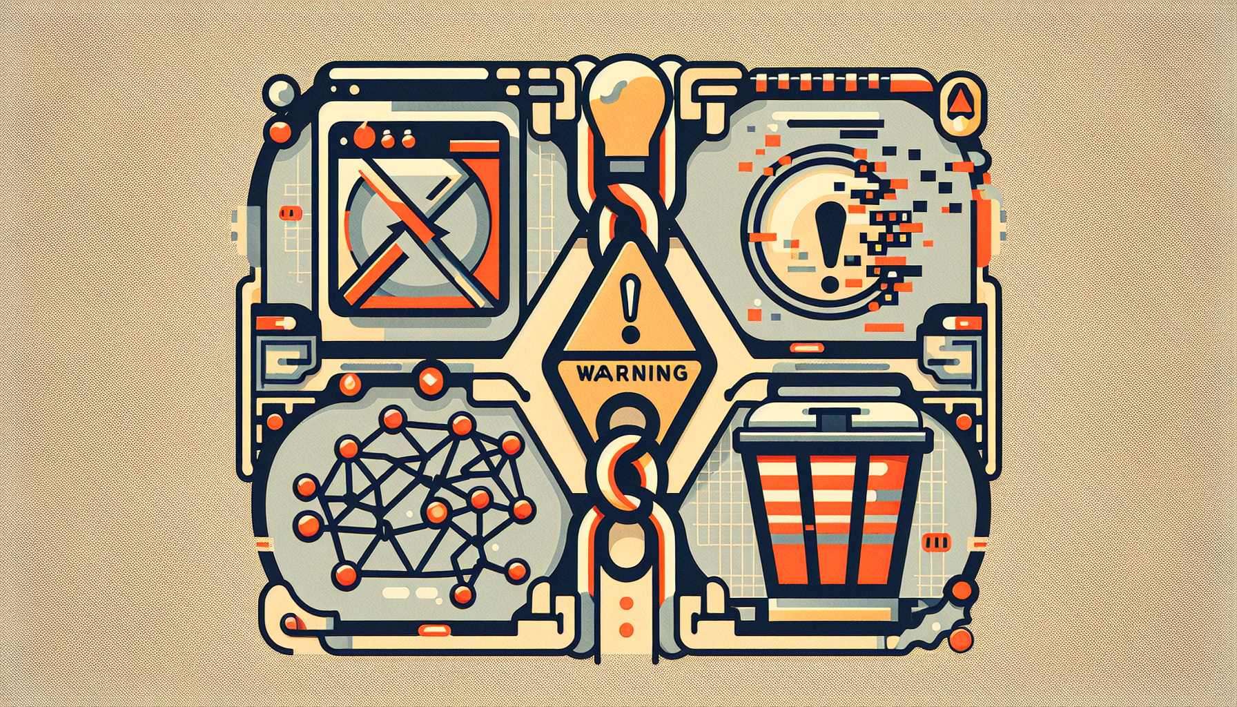 Claude Cowork 속도 문제, 웹사이트 한계, 할루시네이션, 파일 삭제 위험 등 현실적 한계 일러스트