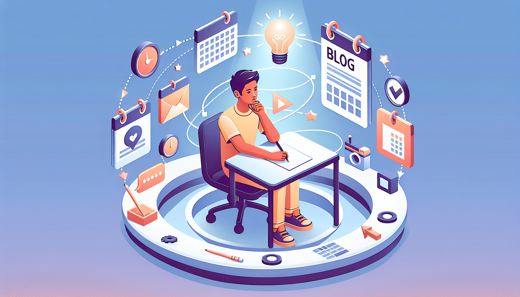 블로그 자동화를 꿈꾸는 블로거의 반복 작업 사이클 일러스트