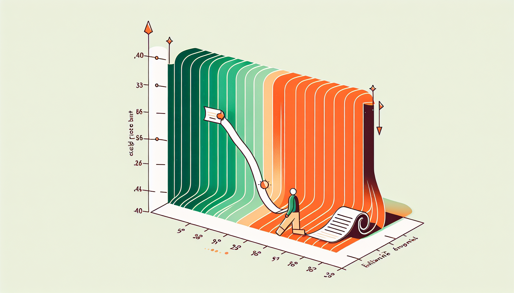 블로그 최적 글자 수와 독자 이탈률의 관계를 보여주는 그래프 일러스트