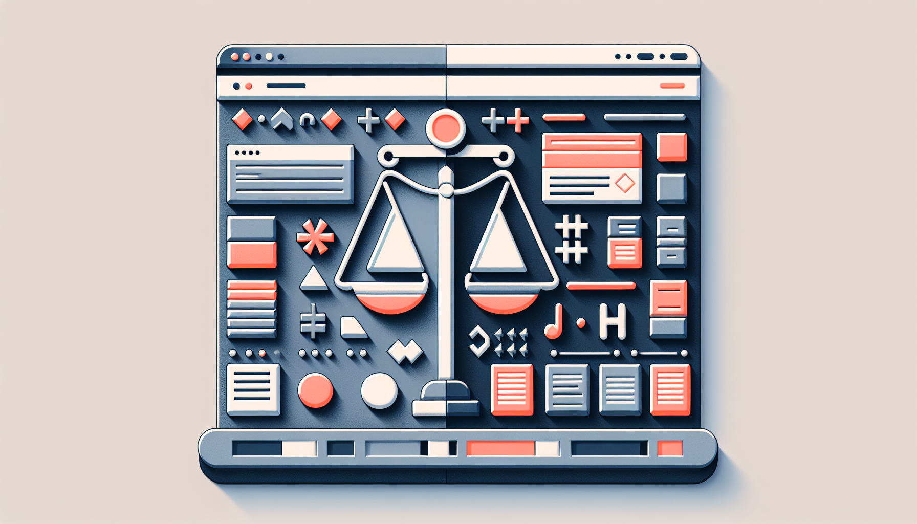 마크다운 방식과 HTML 방식의 블로그 출력 비교 일러스트