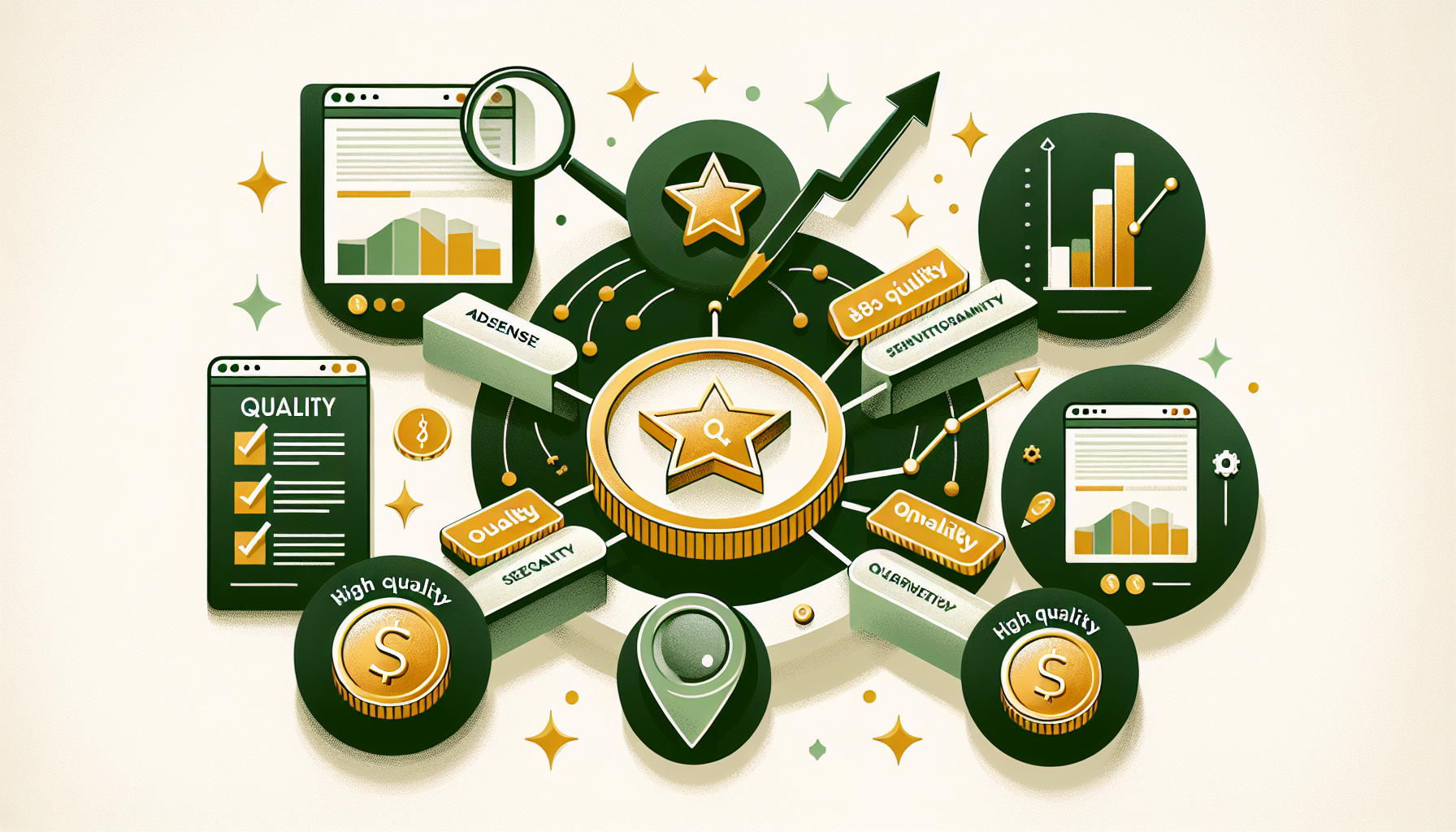 블로그 수익화 전략과 애드센스 운영 현실을 보여주는 일러스트