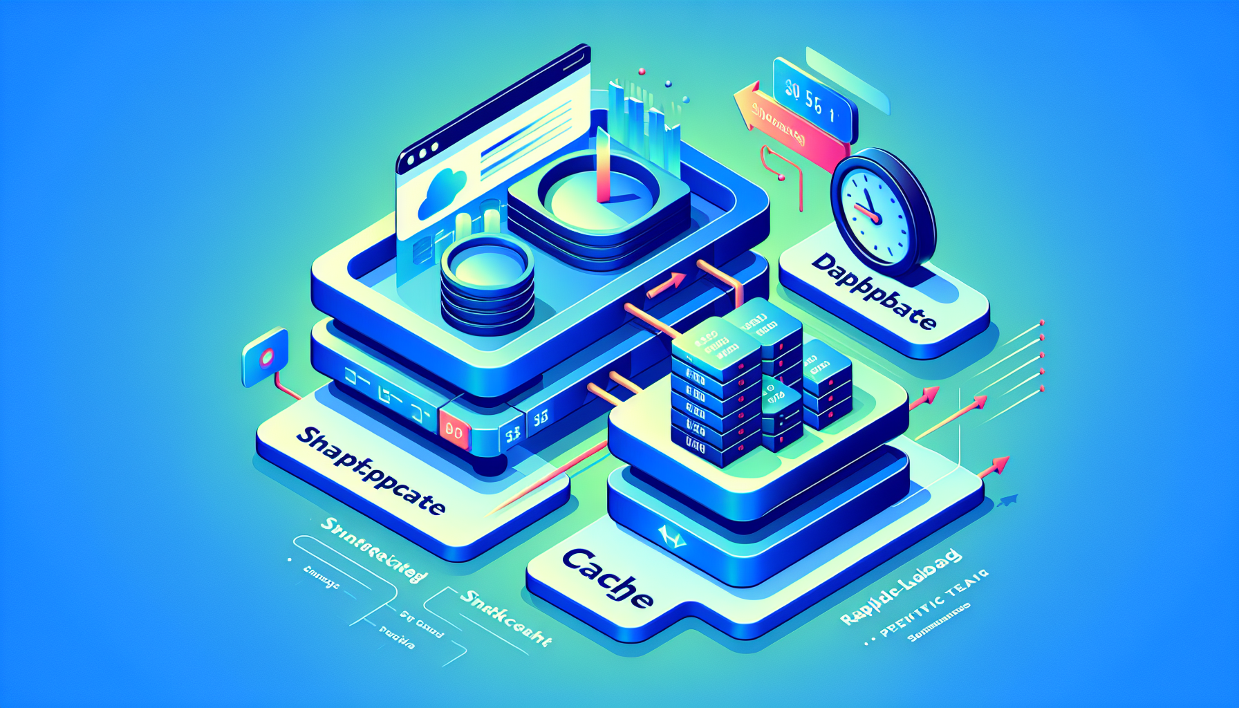 데이터 캐싱 전략을 보여주는 기술 다이어그램: 원본 데이터베이스에서 스냅샷 레이어를 거쳐 빠른 대시보드 로딩으로 이어지는 데이터 흐름