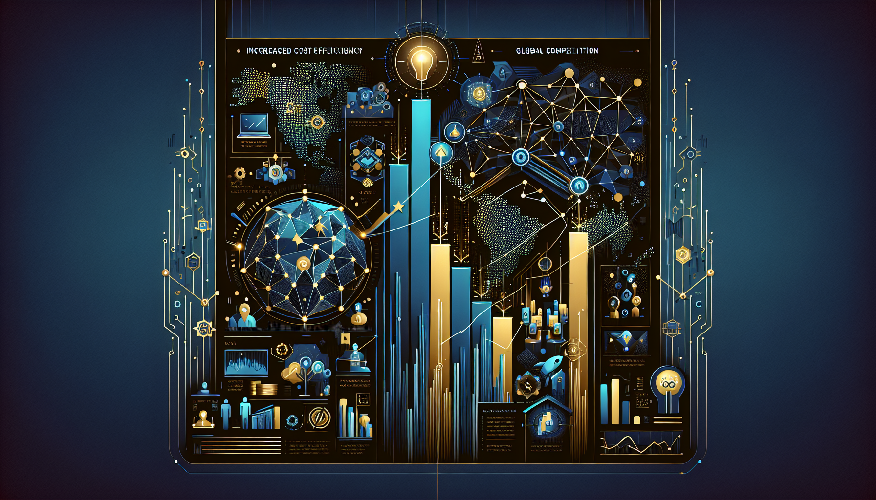 딥시크 등장이 AI 업계에 미치는 비용 혁신, 오픈소스 생태계, 글로벌 경쟁 구도 변화의 의미를 담은 일러스트