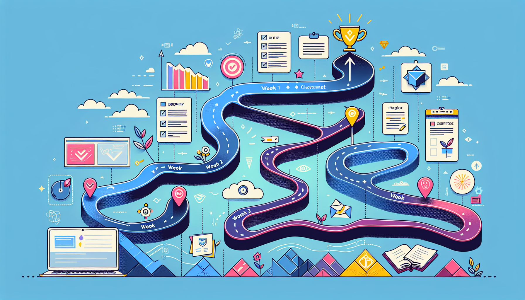 RAG 시스템 구축 학습 로드맵 - 30분 실습부터 고급 단계까지의 단계별 학습 경로를 보여주는 비주얼 가이드