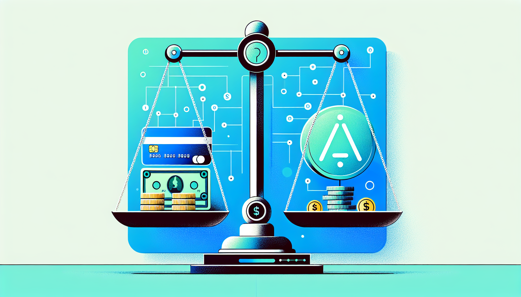 유료 AI 구독과 무료 AI 서비스의 가치 비교를 나타낸 저울 일러스트