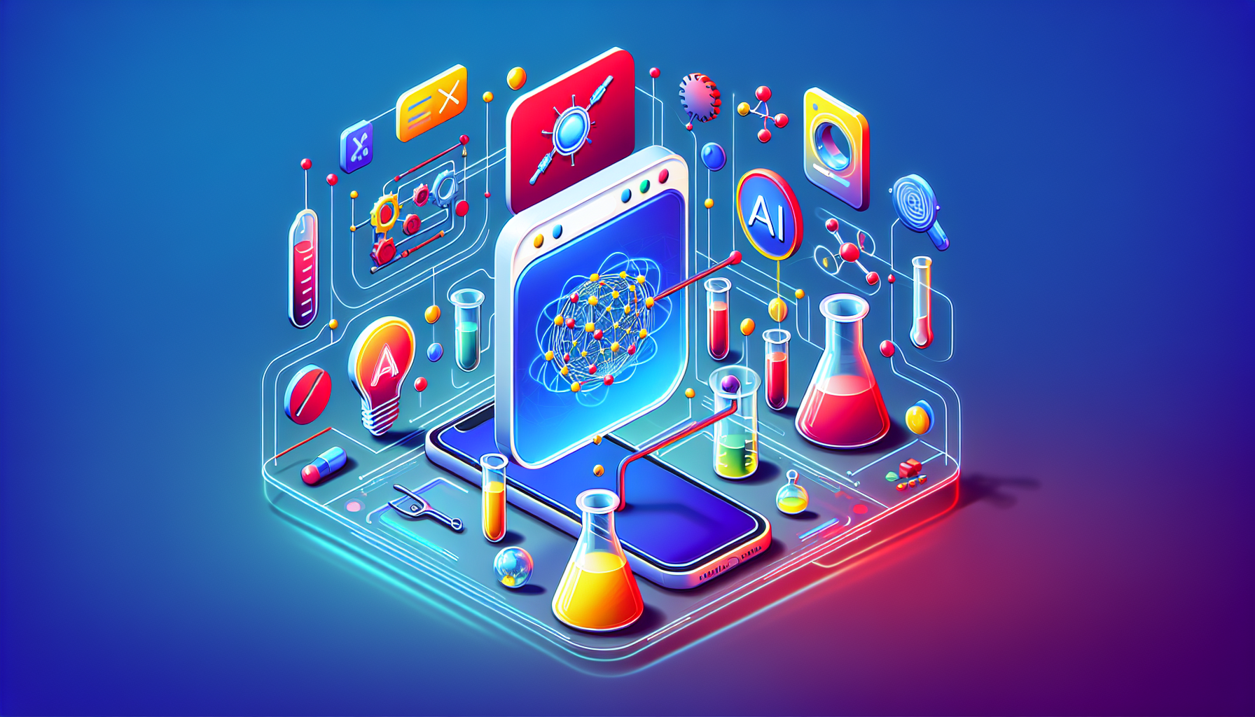 Google AI Studio 플랫폼 개념을 나타낸 AI 실험 공간 일러스트