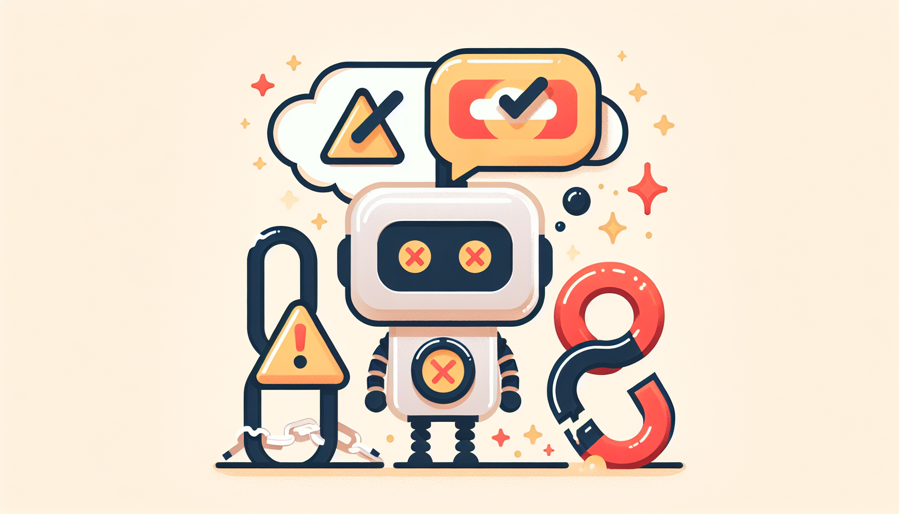 AI 할루시네이션 오답 주의와 세션 관리 등 사용 시 주의사항 일러스트