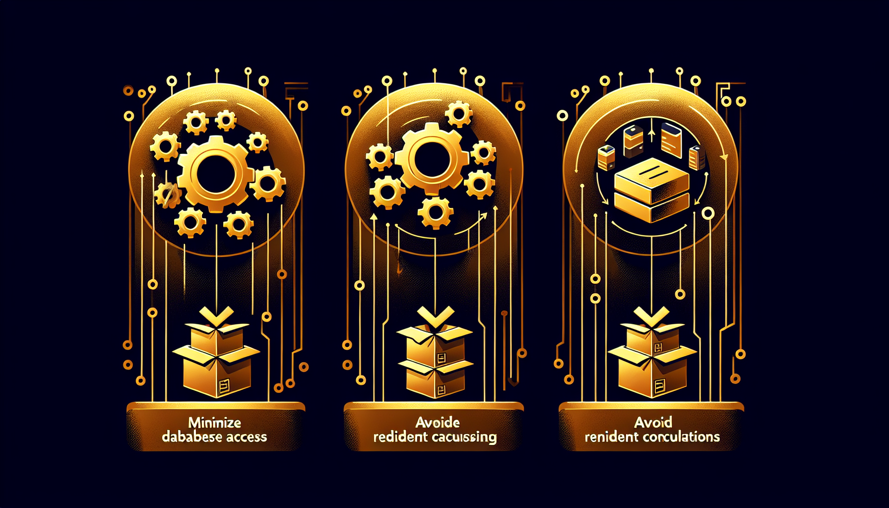 스프레드시트 성능 최적화의 세 가지 핵심 원칙을 시각화한 일러스트