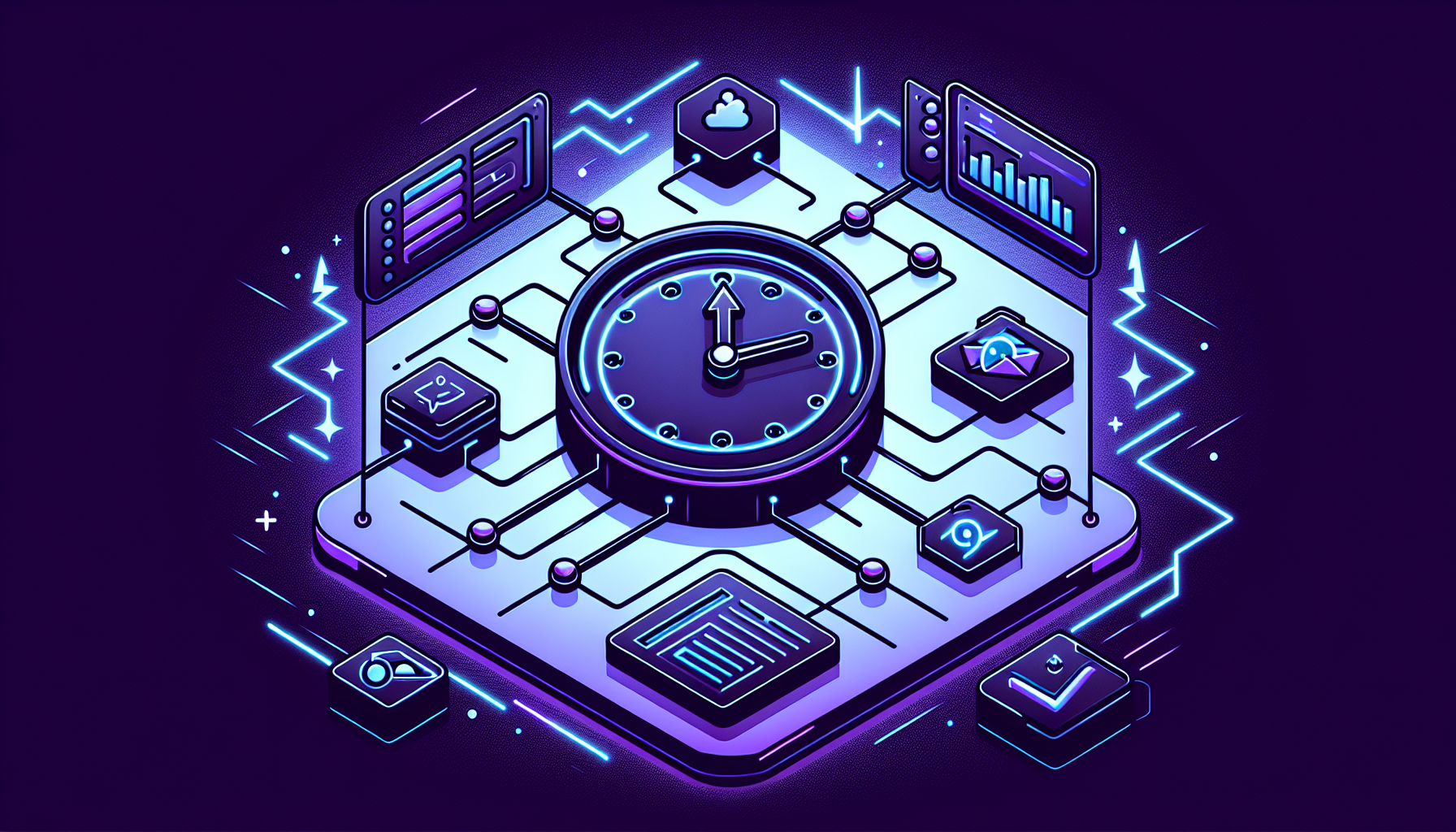 시간 기반 및 이벤트 기반 트리거를 활용한 스프레드시트 완전 자동화 개념 일러스트