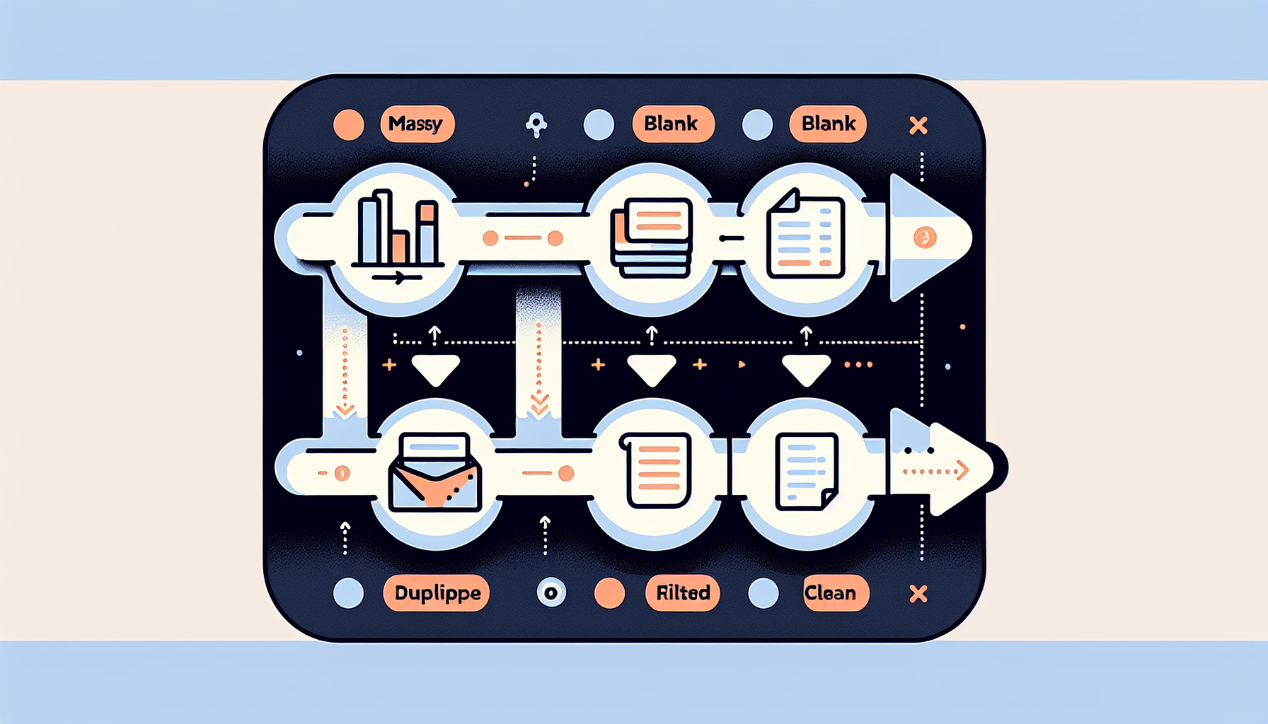 CSV 고객 데이터를 5단계로 빠르게 정리하는 실전 워크플로우 일러스트