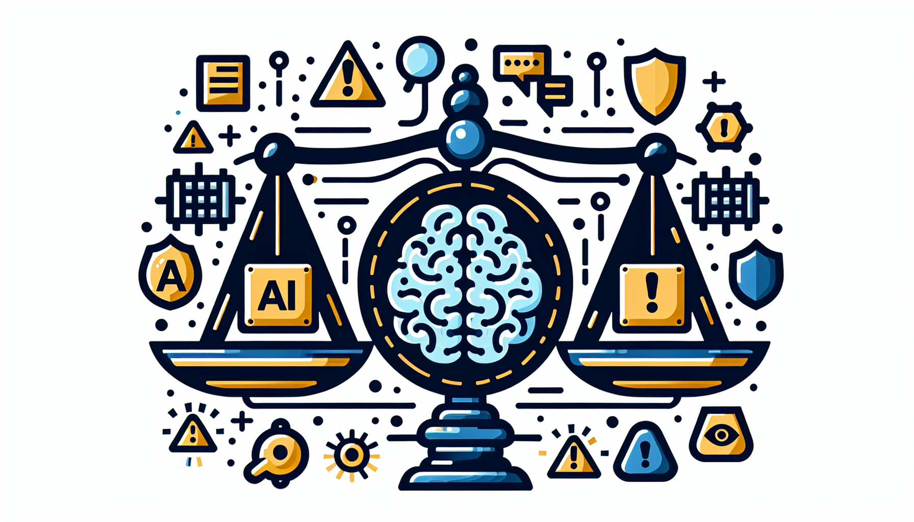 AI 사용 시 주의사항과 인간 판단의 중요성을 나타낸 일러스트