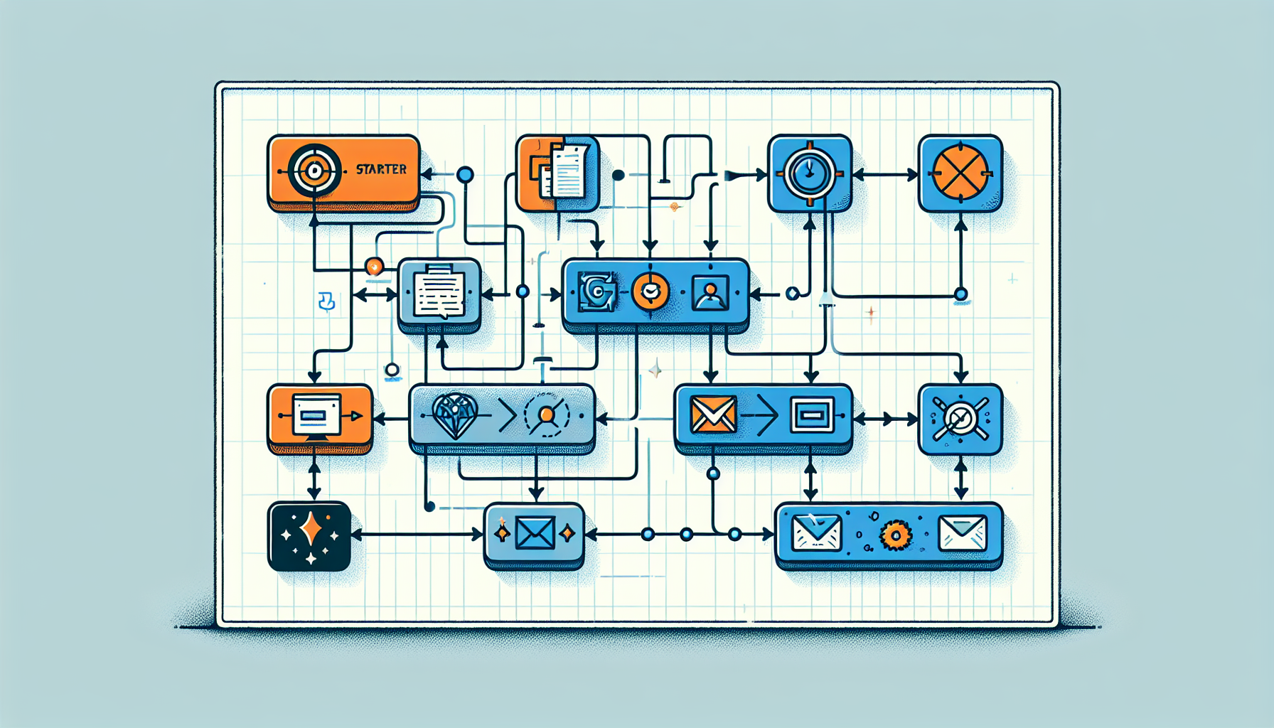 워크스페이스 스튜디오의 플로우 구조를 설명하는 직관적인 워크플로우 다이어그램