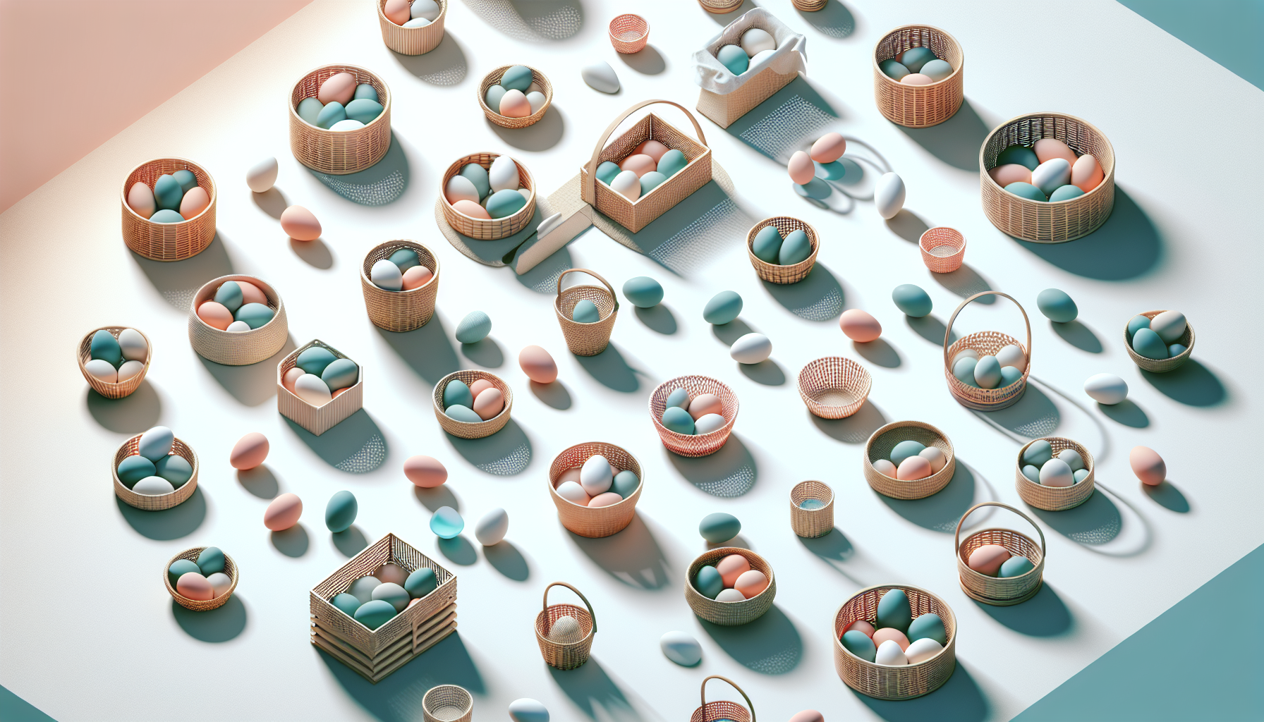 달걀을 여러 바구니에 나눠 담는 분산투자 개념 일러스트