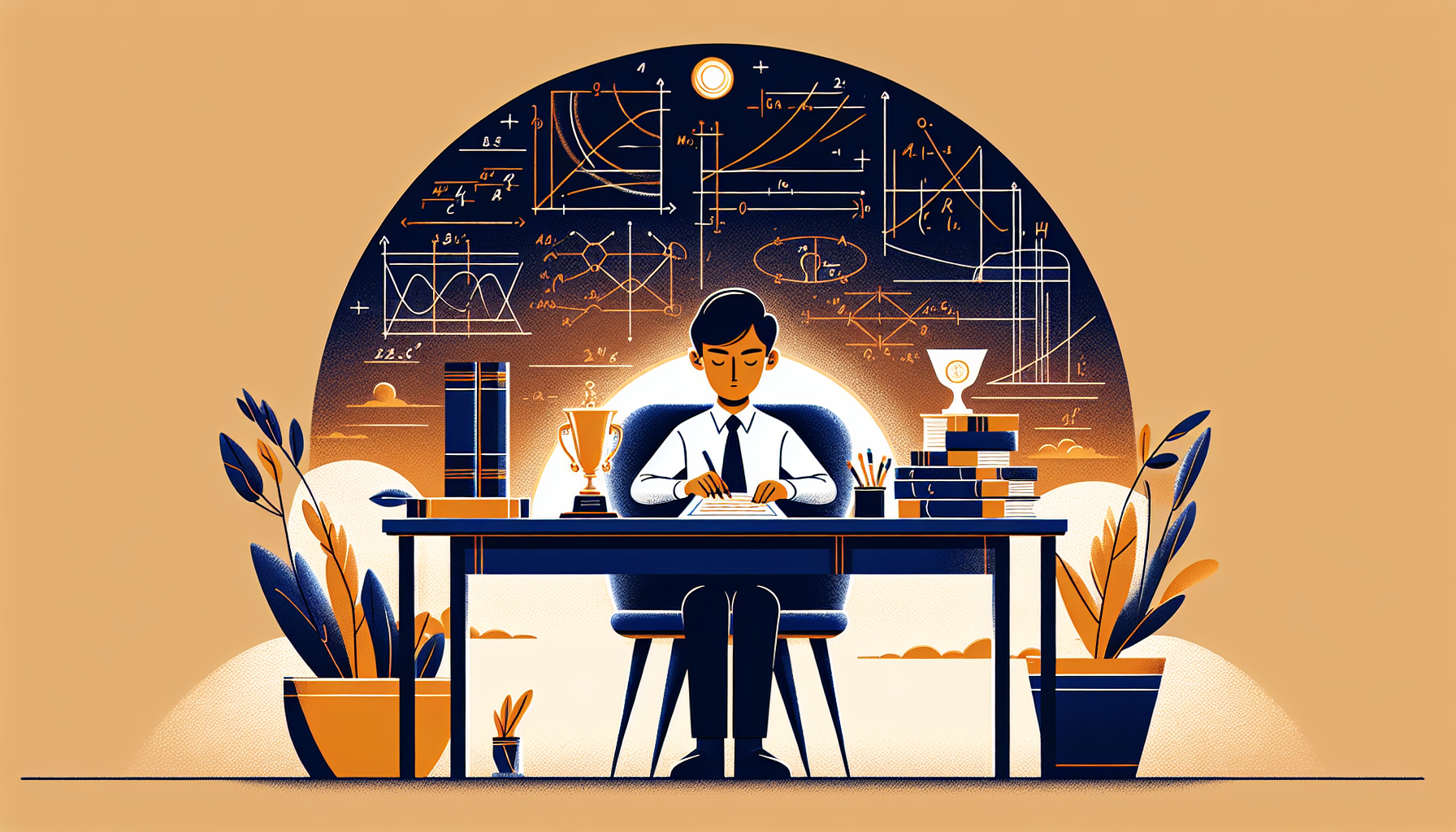 해리 마코위츠의 포트폴리오 선택 논문과 노벨 경제학상 수상 여정 일러스트