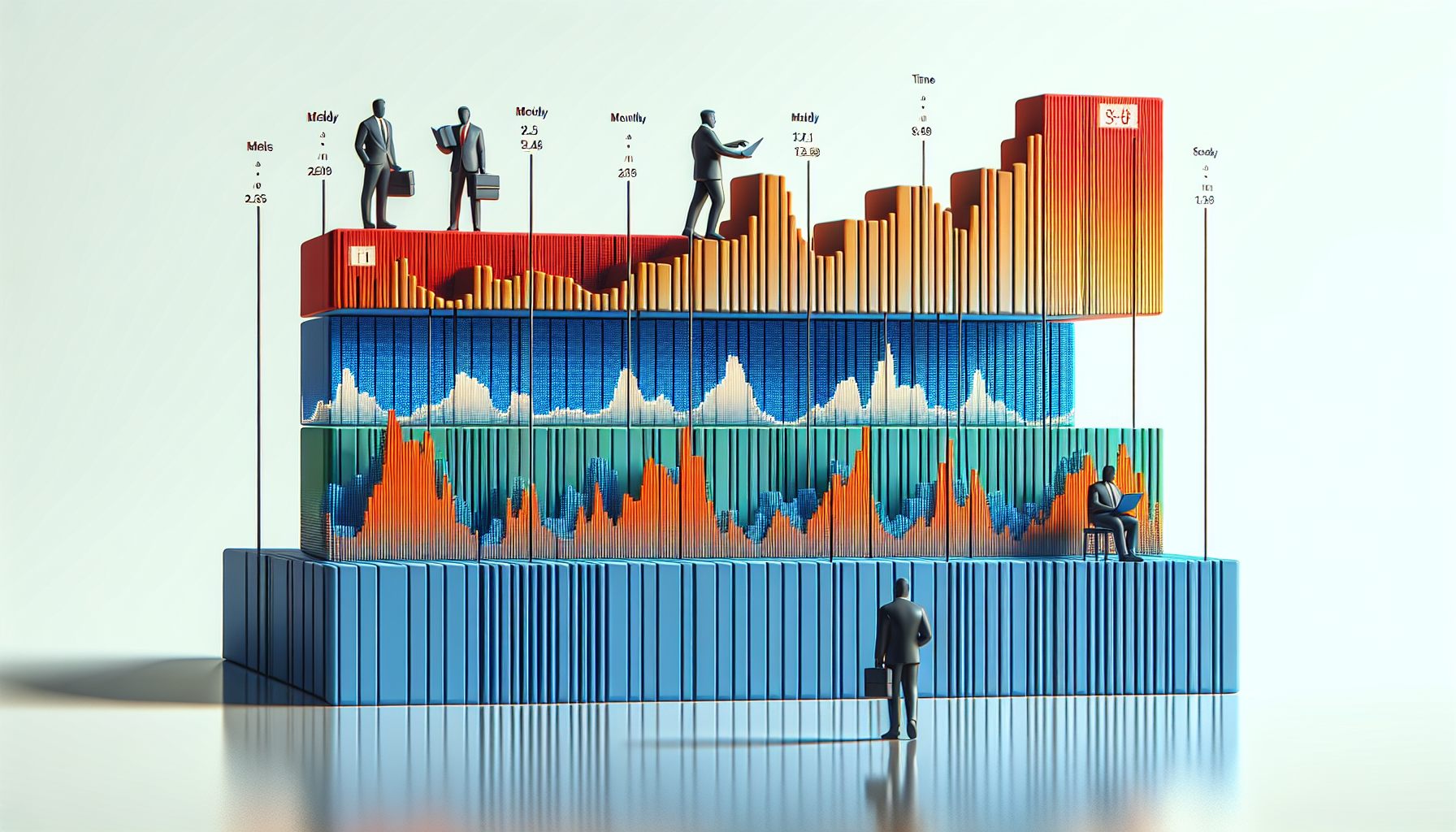 단기, 중기, 장기 투자 타임프레임별 전략 비교 타임라인 일러스트