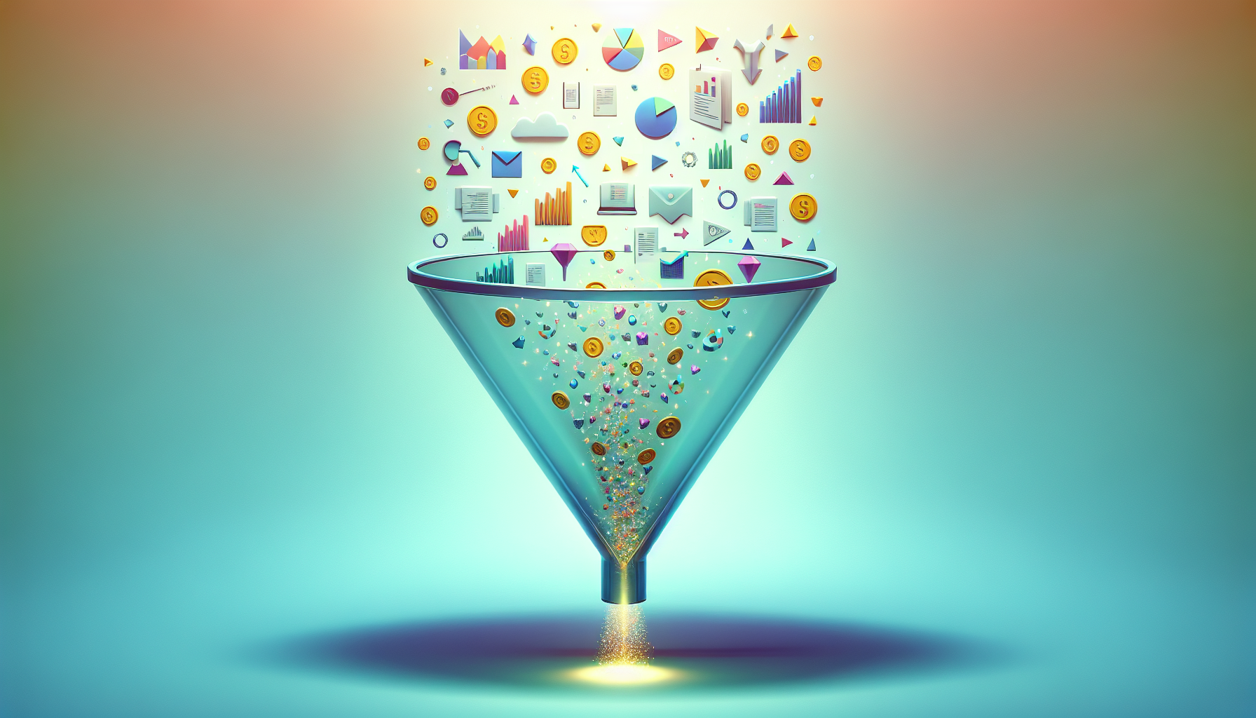 오픈마인드로 다양한 투자 정보를 수집하고 필터링하는 과정을 표현한 일러스트