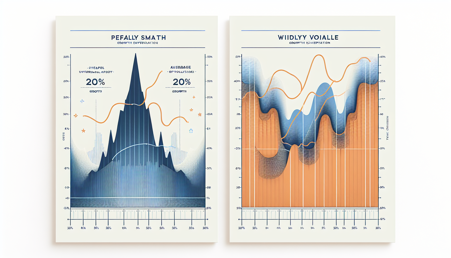 평균 수익률 기대치와 실제 변동성의 차이를 보여주는 그래프 비교 일러스트