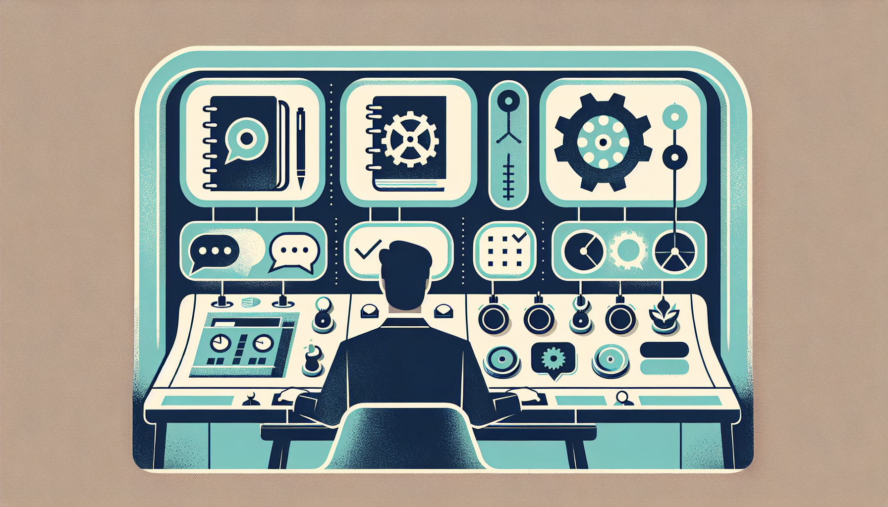 투자 편향을 관리하기 위한 4가지 실천 방법을 대시보드로 표현한 일러스트