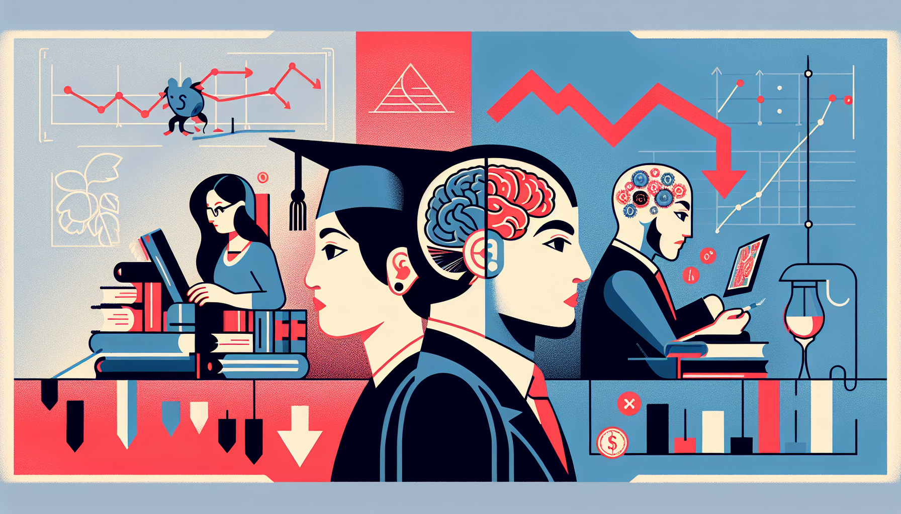 똑똑한 사람도 투자에서 실패하는 이유 - 뇌의 진화적 설계와 금융시장의 충돌을 표현한 일러스트