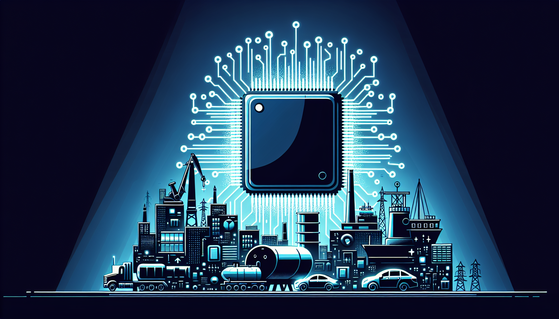 반도체 수출 편중과 다른 수출 품목 부진을 대비한 불균형 일러스트