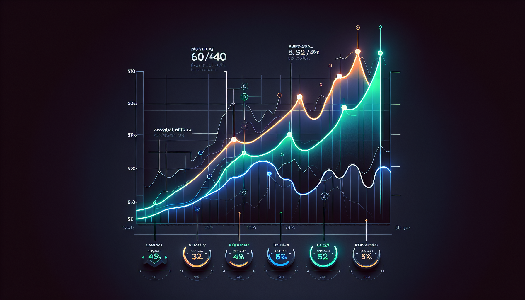 게으른 포트폴리오 6040 포트폴리오 영구 포트폴리오 50년 백테스트 수익률 최대낙폭 비교 그래프