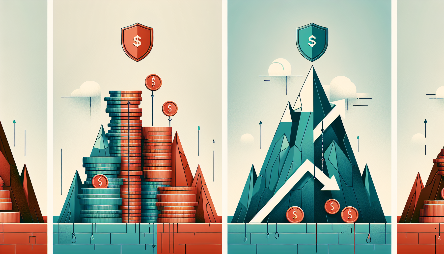50% 손실 회복에 필요한 100% 수익과 15% 손실 회복에 필요한 18% 수익 비교 손실 회피 중요성 일러스트