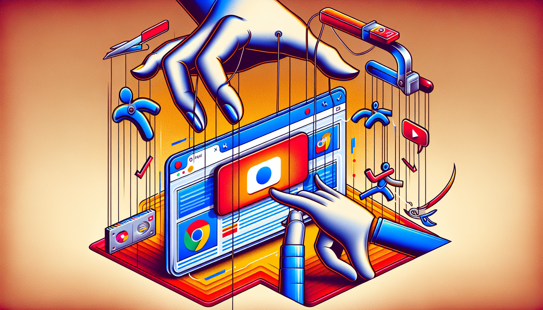 Puppeteer MCP를 활용한 브라우저 자동화 개념을 표현한 일러스트, YouTube 데이터 수집 시나리오