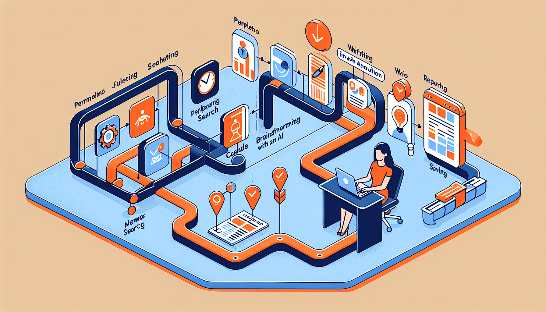 콘텐츠 제작자와 마케터의 AI 워크플로우 자동화 실무 활용 시나리오 일러스트
