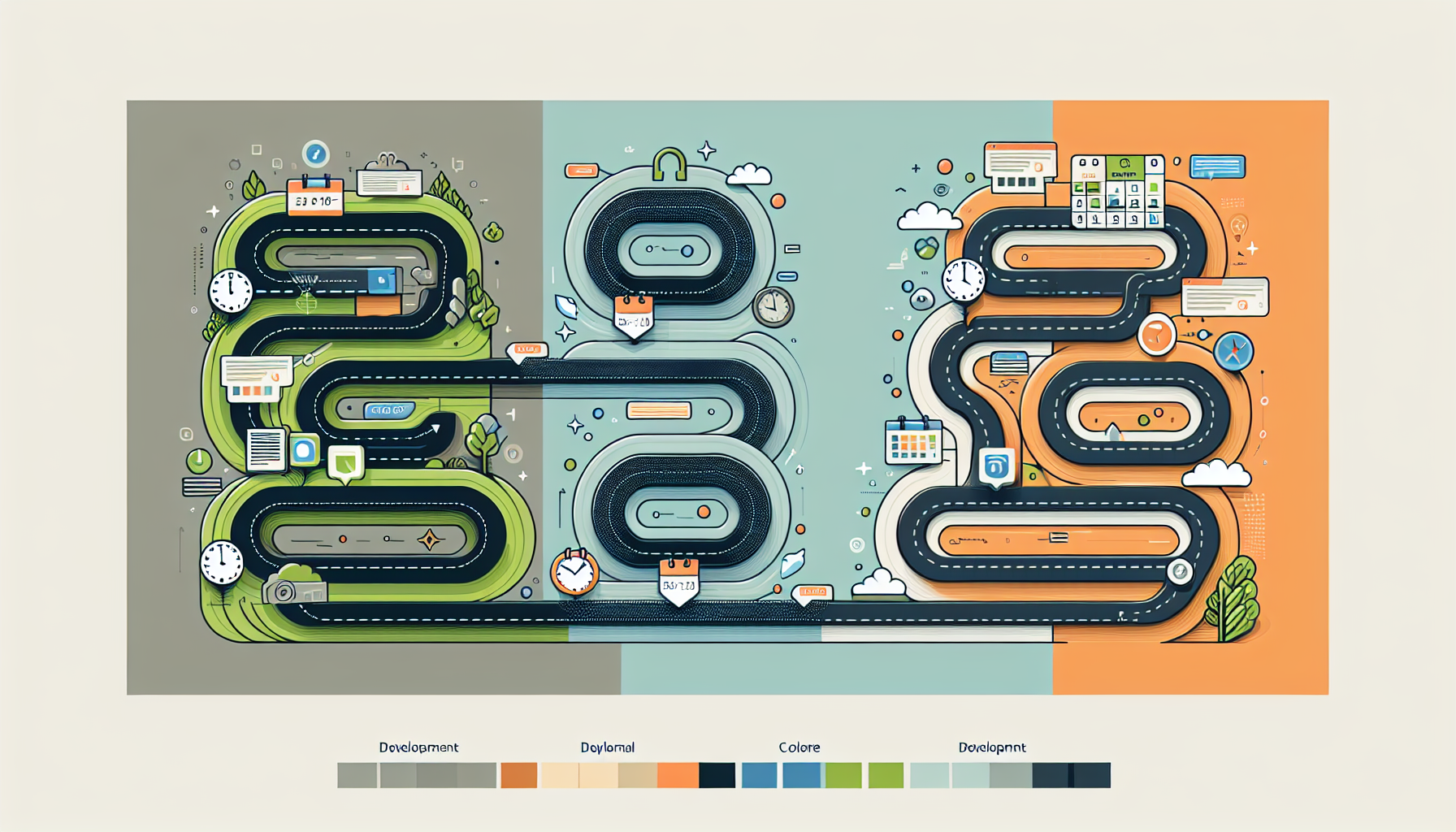 전통적 개발 방식과 노코드 개발 속도 비교 다이어그램