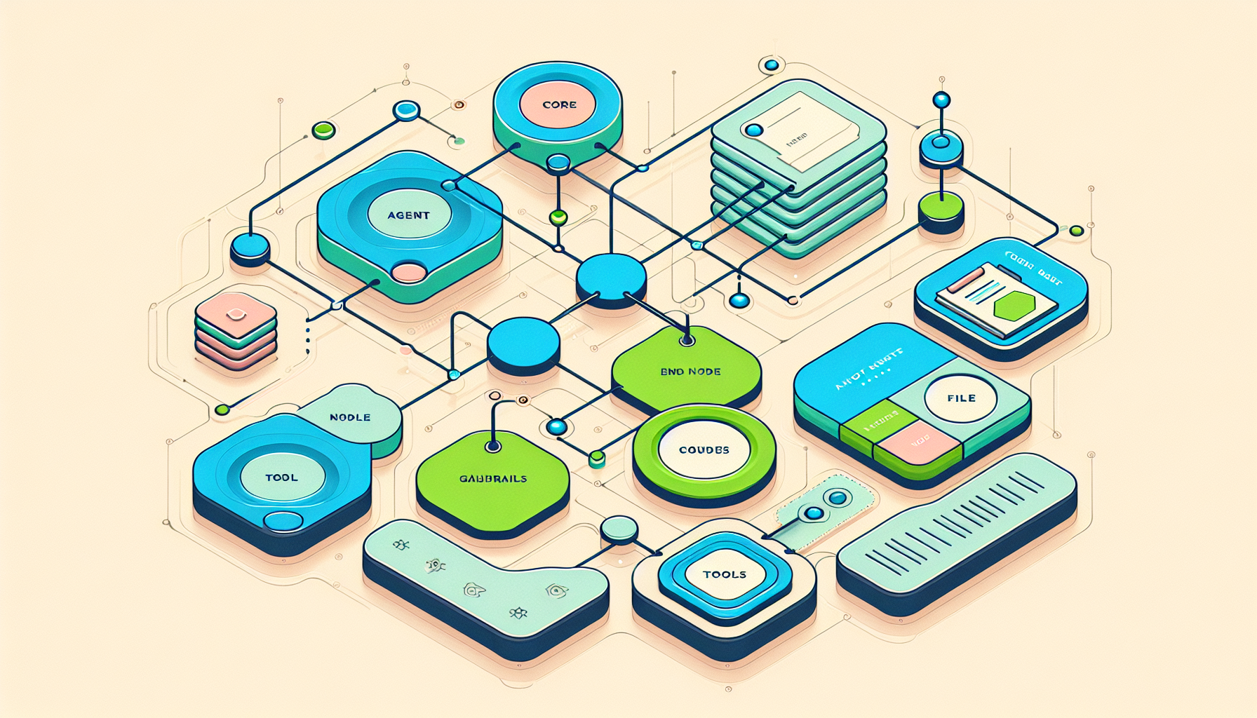오픈AI 에이전트 빌더의 핵심 구성 요소와 도구 요소를 보여주는 구조도