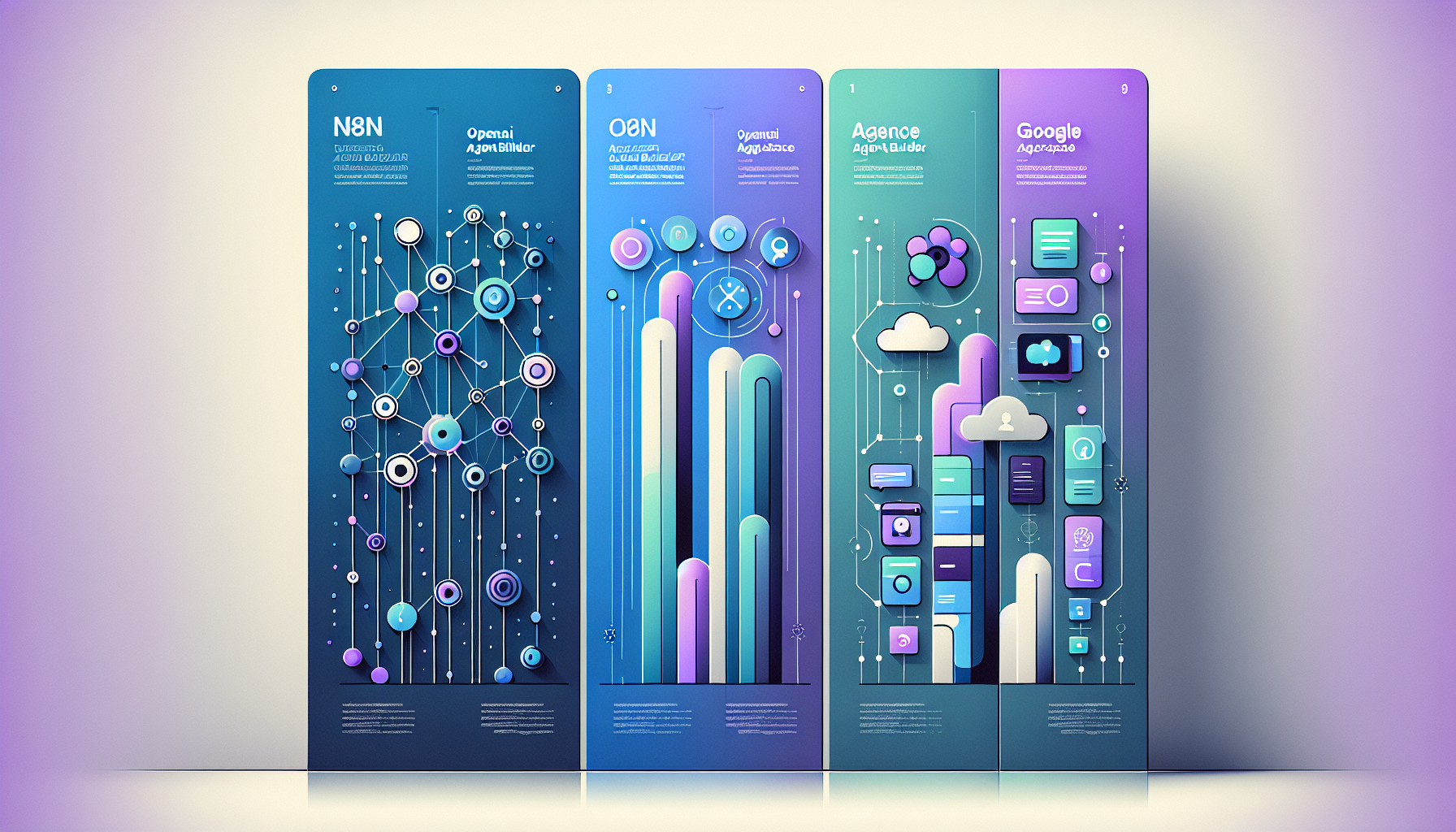 n8n, 오픈AI 에이전트 빌더, 구글 Agentspace의 주요 기능 비교 인포그래픽
