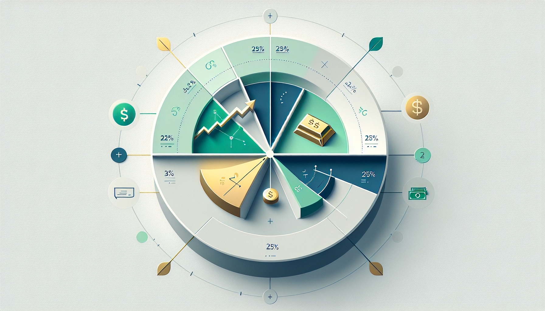 영구 포트폴리오 4가지 자산 구성 - 주식, 채권, 금, 현금 각 25% 균등 배분 다이어그램