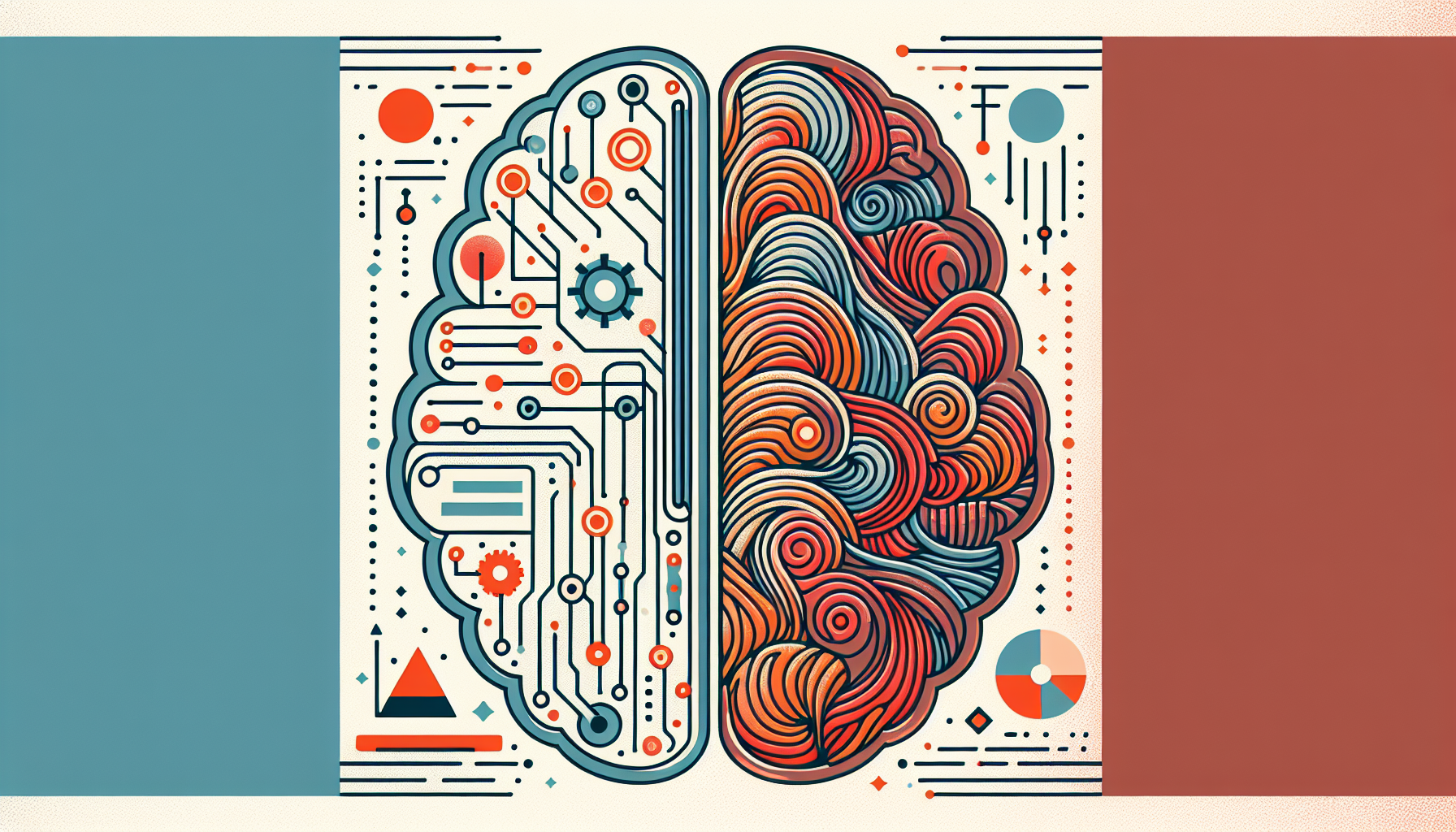 인지 오류와 감정적 편향으로 나뉜 투자 심리 두뇌 일러스트