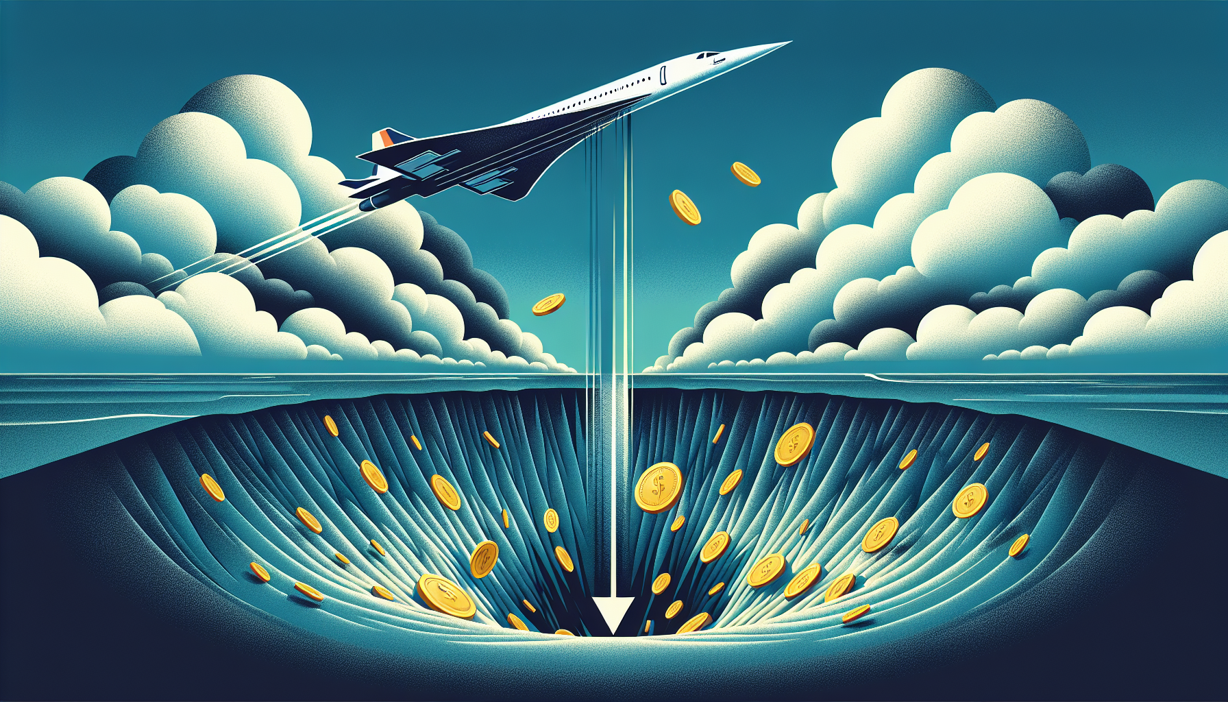 콩코드 오류를 표현한 매몰비용 편향 투자 일러스트