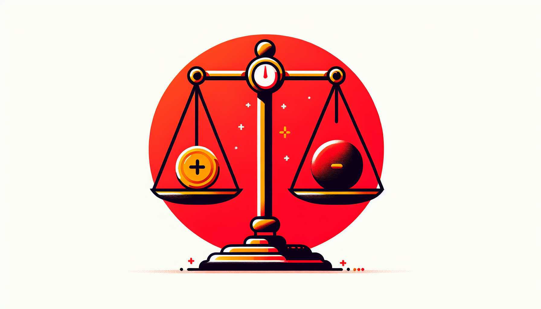 손실의 고통이 이익의 기쁨보다 2.5배 크다는 손실 회피 편향 저울 일러스트