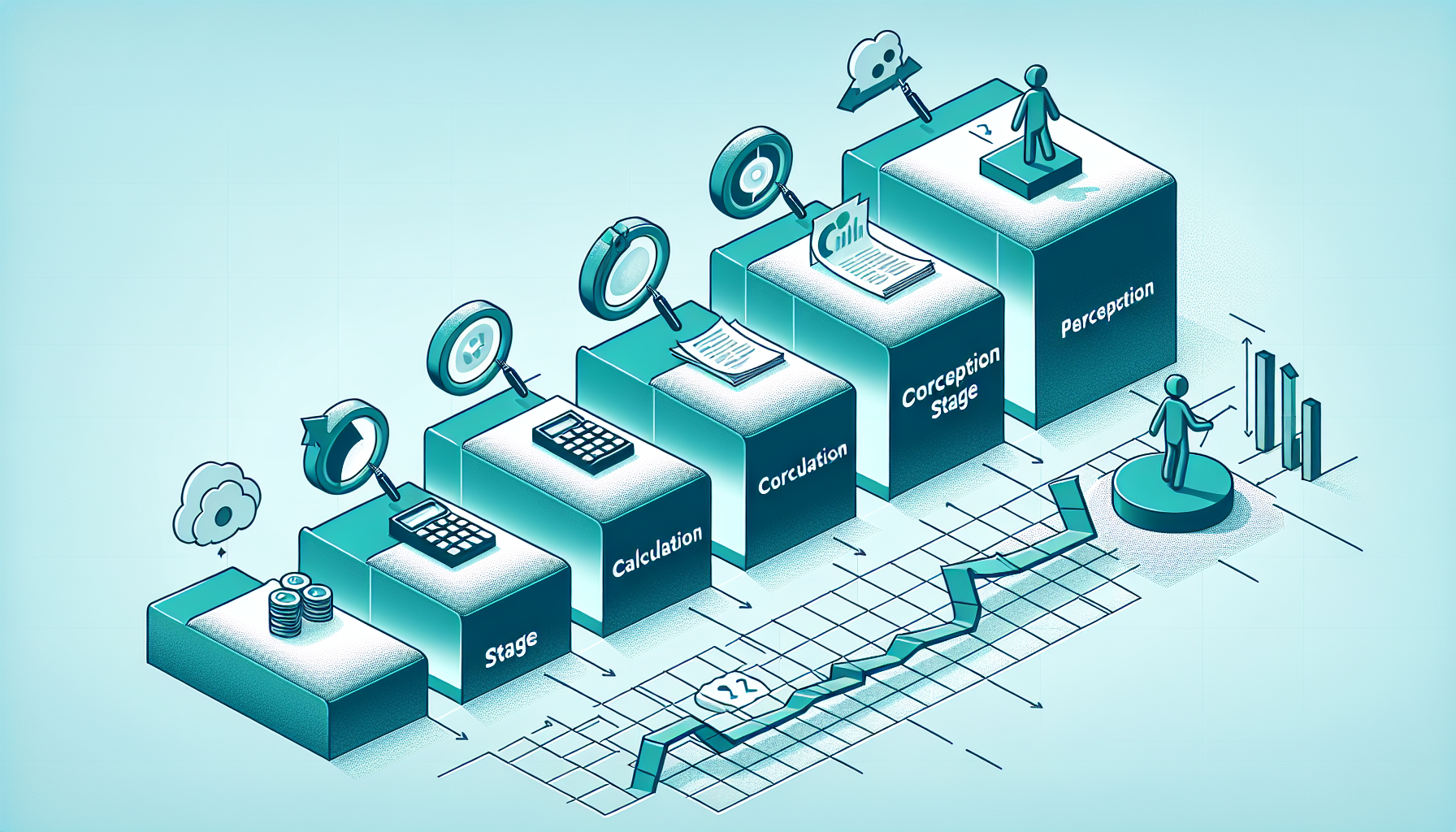 은퇴자금 계획 실전 4단계 프로세스를 보여주는 계단형 가이드 일러스트